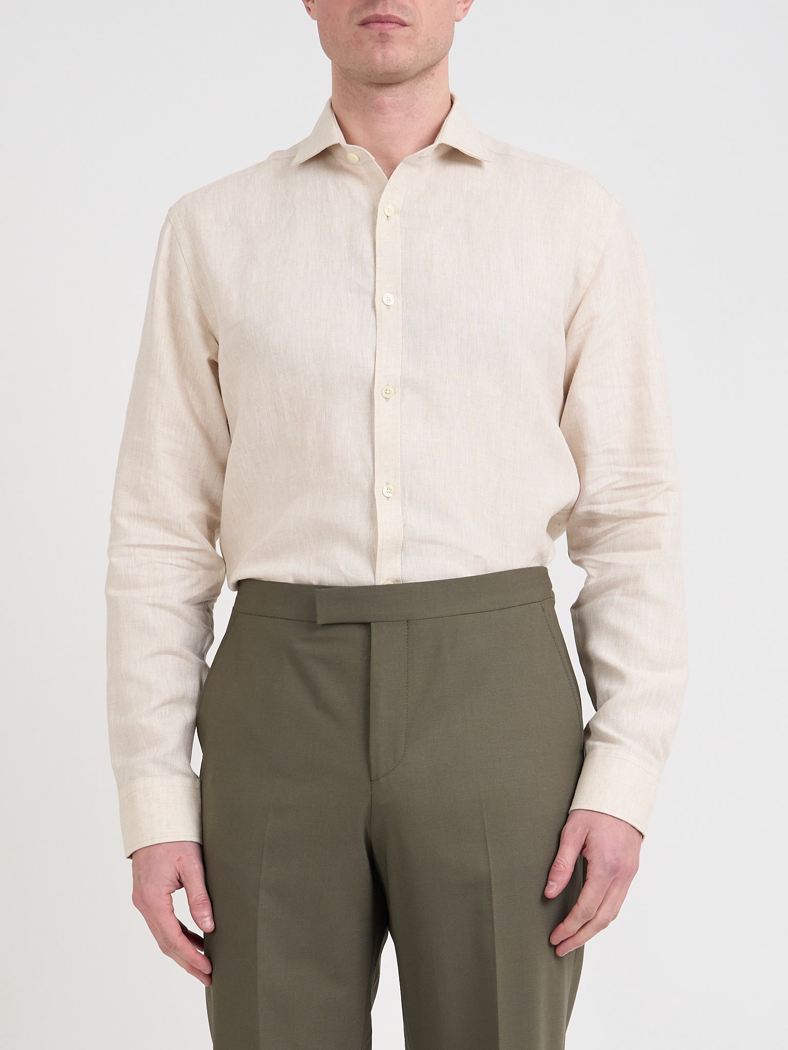 Stone Bridford Linen Cutaway Collar Shirt