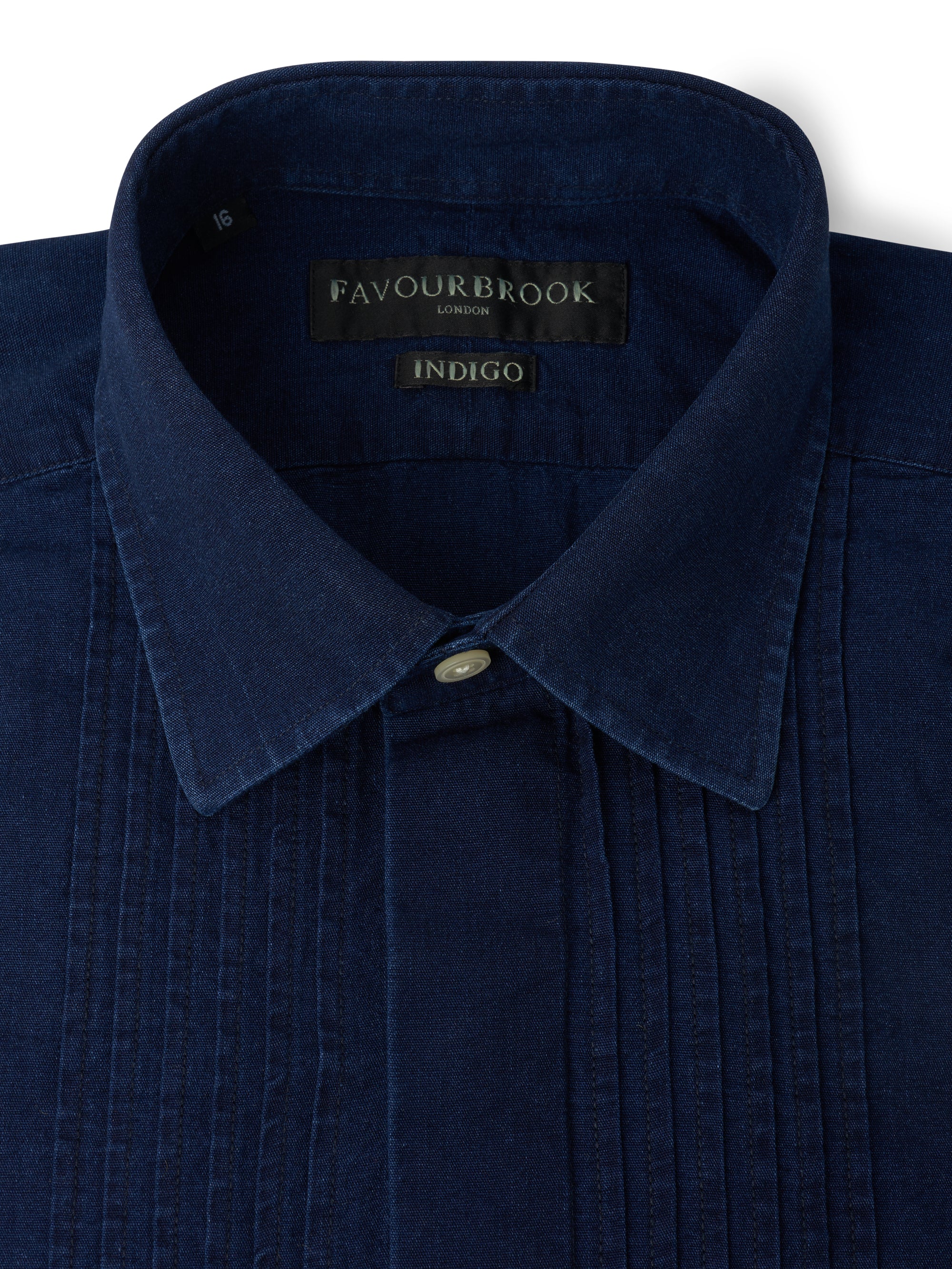 Rinse Indigo Rockwell Cotton Pleated Pintuck Dress Shirt