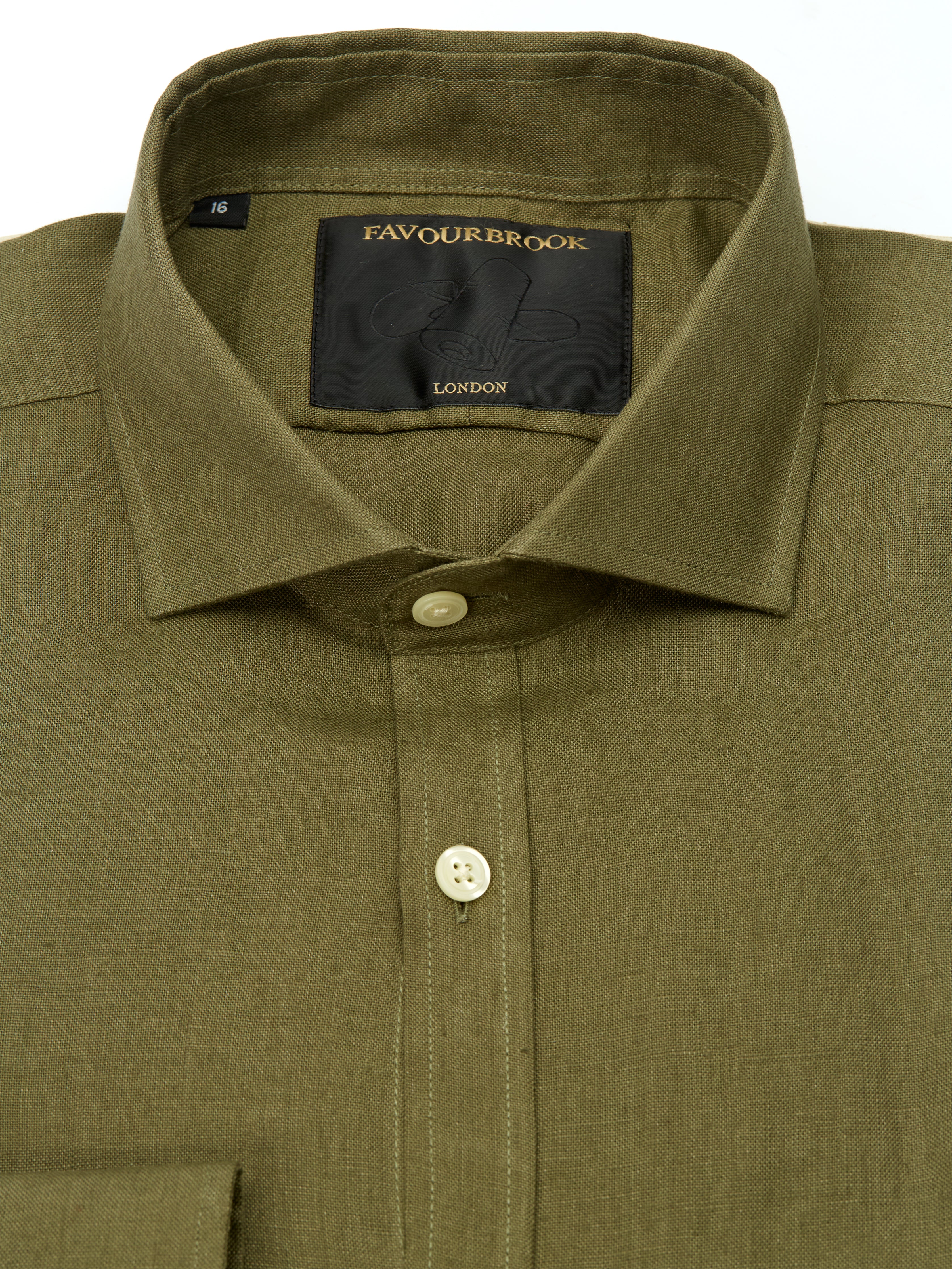 Olive Bridford Linen Cutaway Collar Shirt