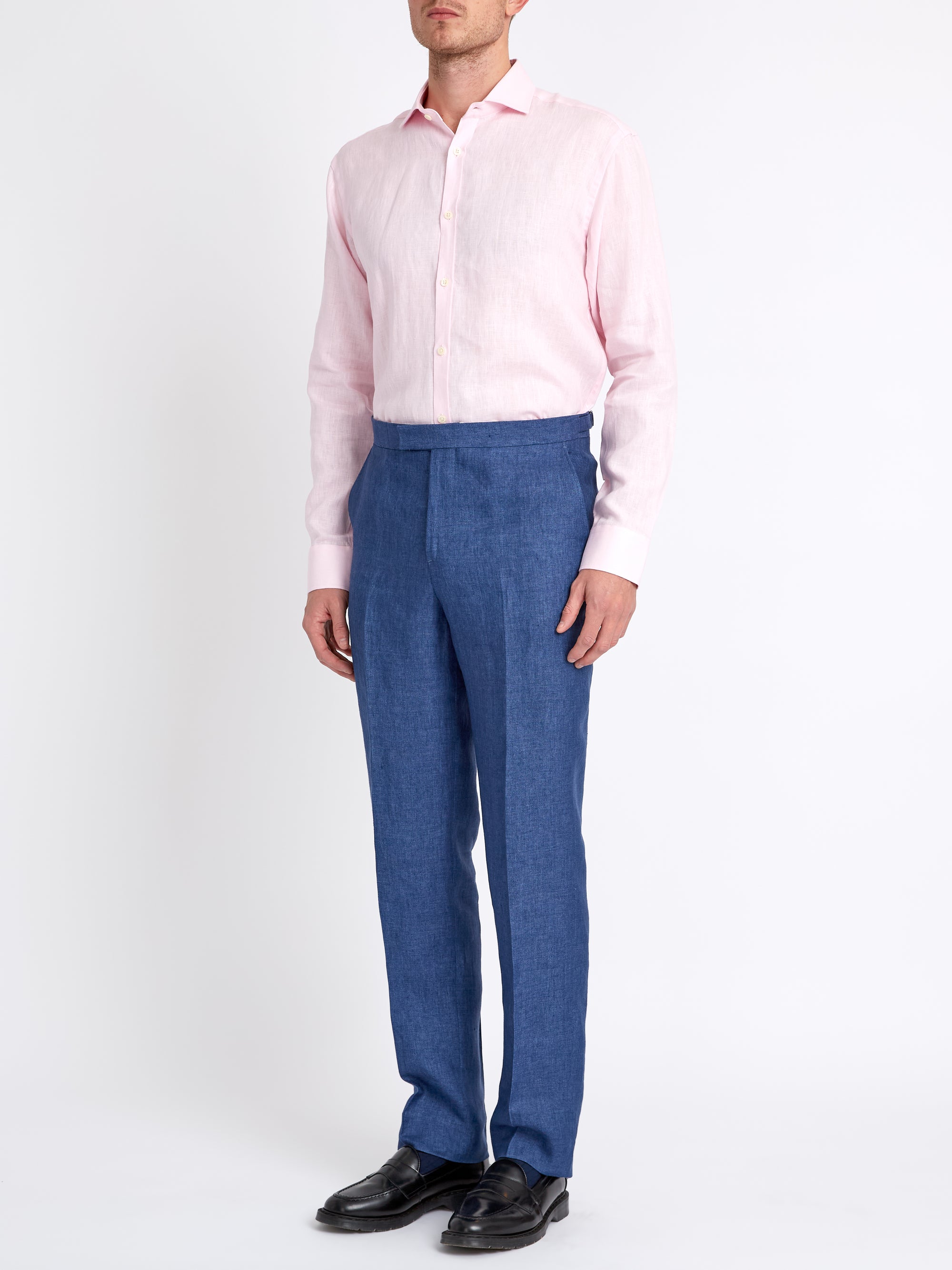 Pink Bridford Linen Cutaway Collar Shirt