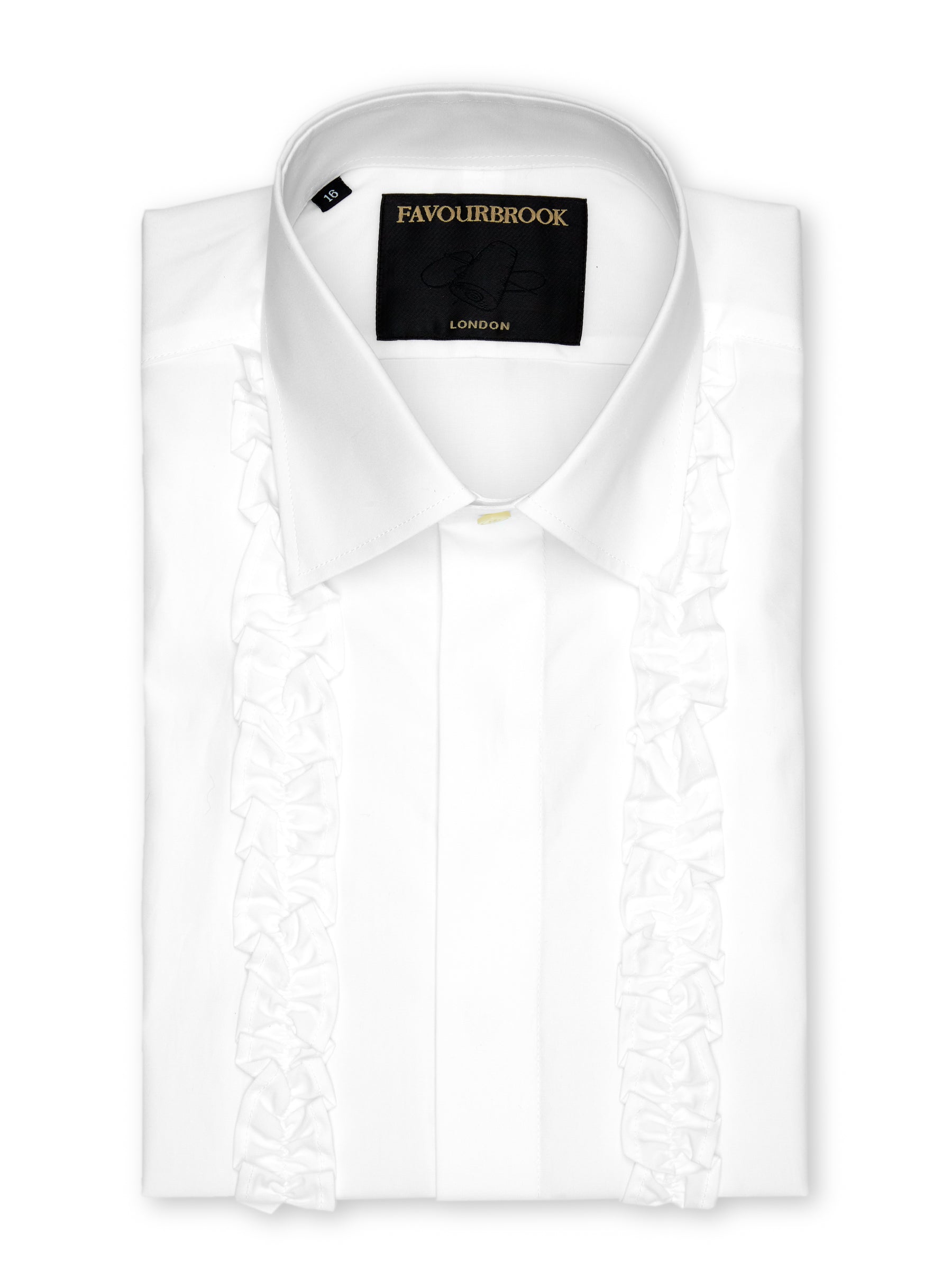 White Poplin Cotton Single Frill <br>Shirt Dress Shirt