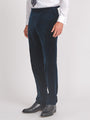 Navy Velvet Cotton Flat Front Dress Trouser