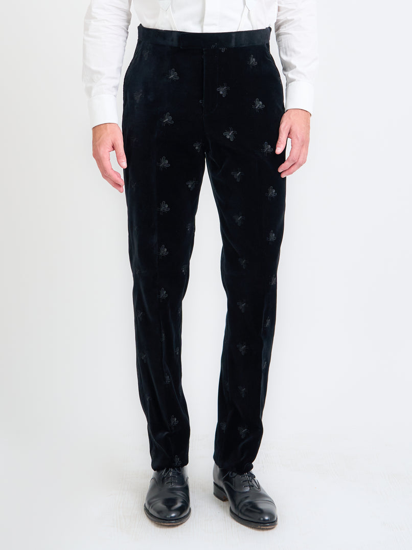 Black Bees Velvet Dress Trouser