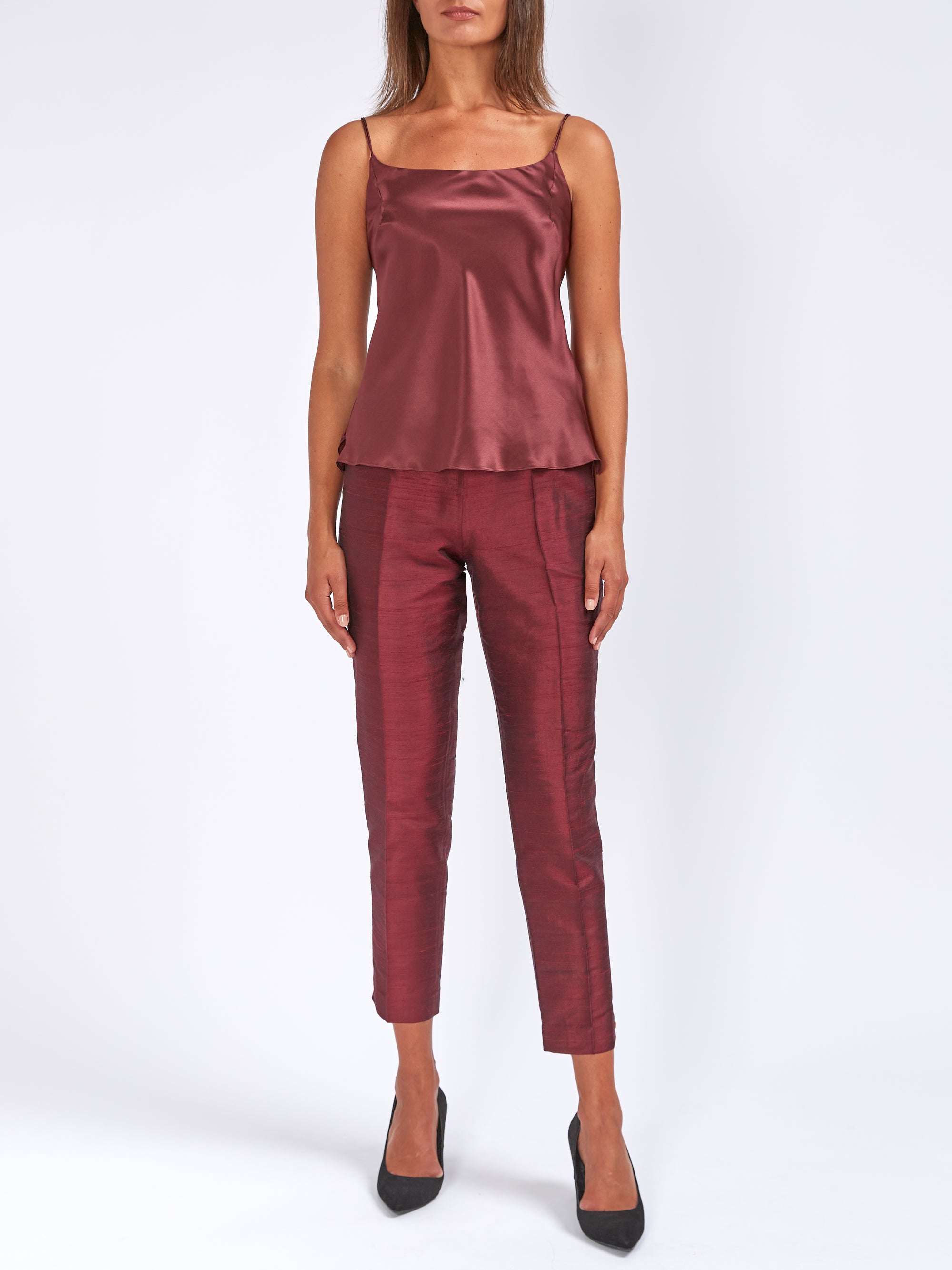 burgundy cigarette trousers Regular-Fit in Velvet - If you enjoy a great pair of pant to style up and down then this the ideal pant for you Burgundy Cigarette Woven Fabric Trousers