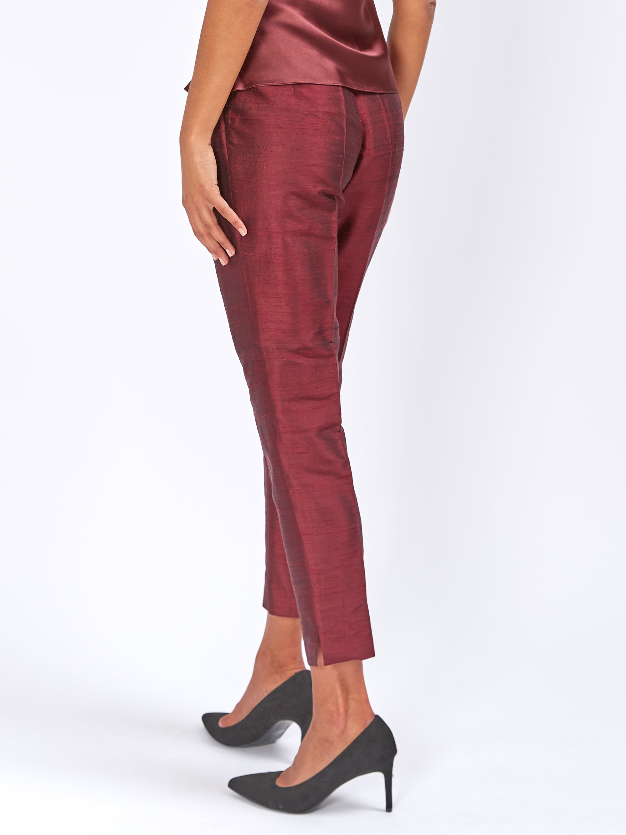 Cigarette Trousers Claret Silk Douppion – Favourbrook