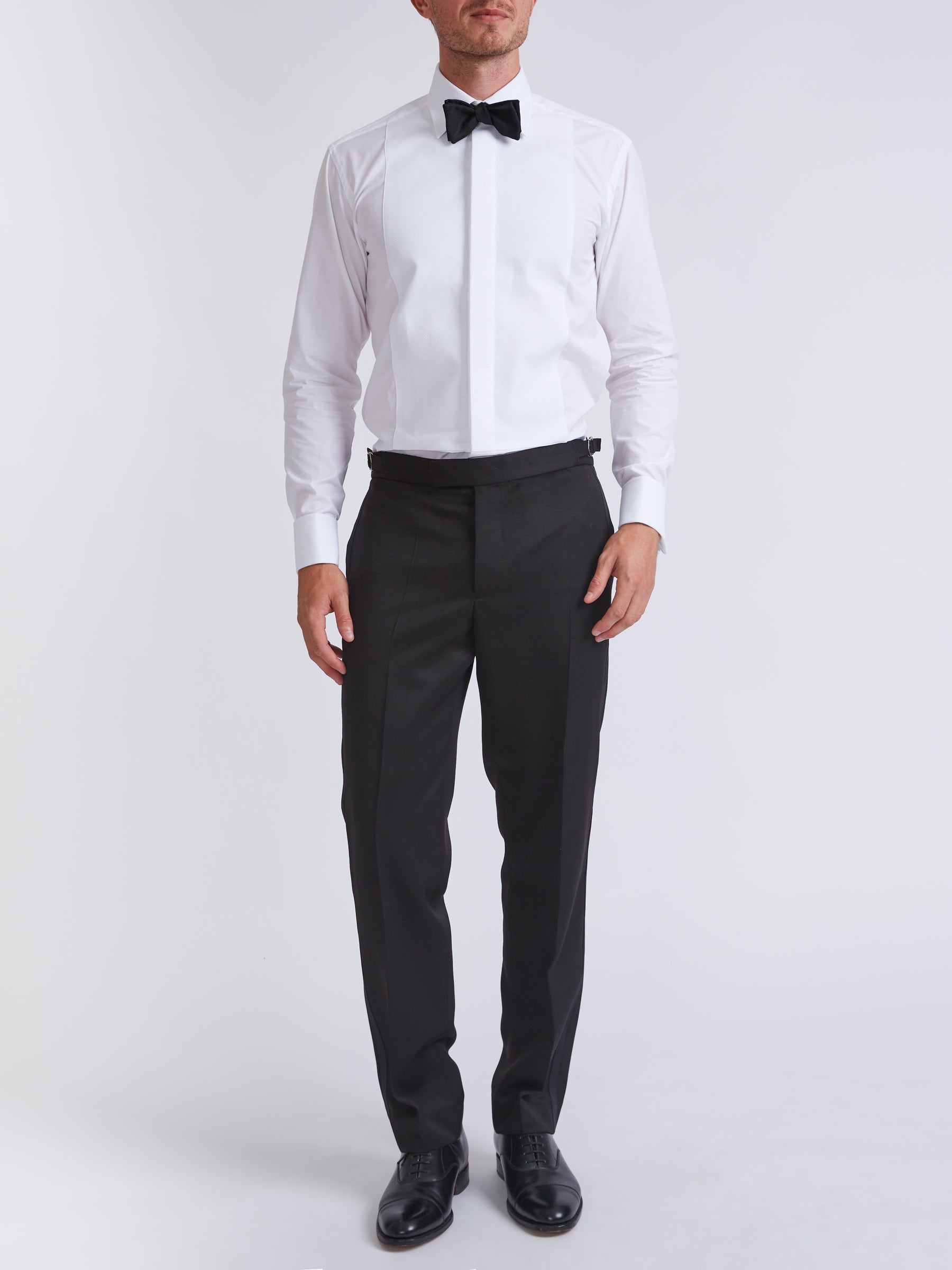 Black Hampton Wool Flat Front Dress Trouser - Finished Hem, alternate view