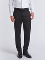 Black Hampton Wool Flat Front Dress Trouser - Finished Hem