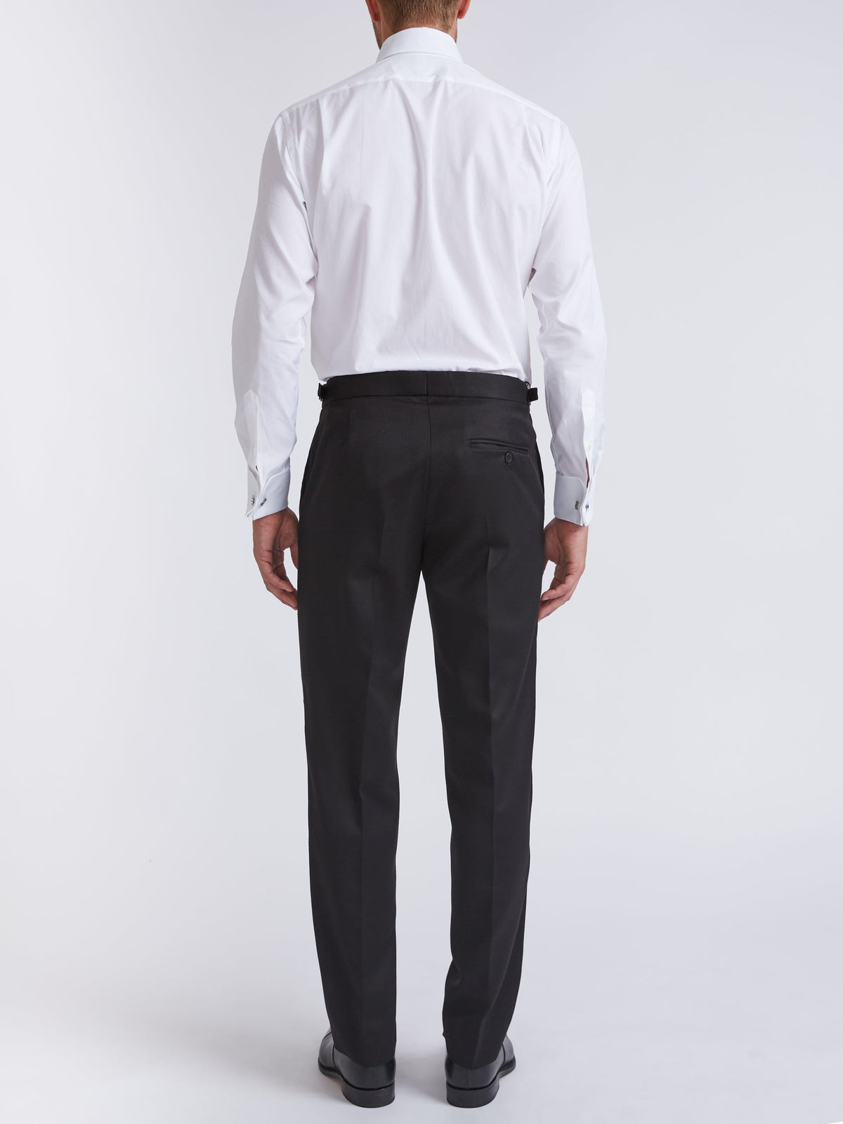 Black Hampton Wool Flat Front Dress Trouser - Finished Hem, alternate view