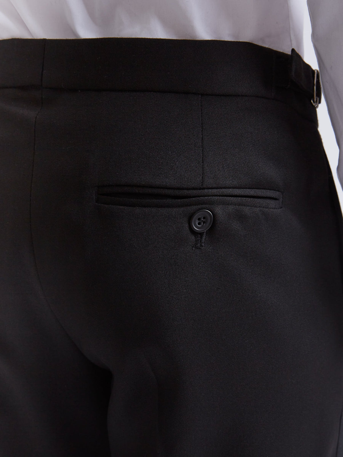 Black Hampton Wool Flat Front Dress Trouser - Finished Hem, alternate view