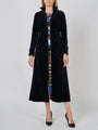 Long Swing Coat Black Plain Cotton Velvet