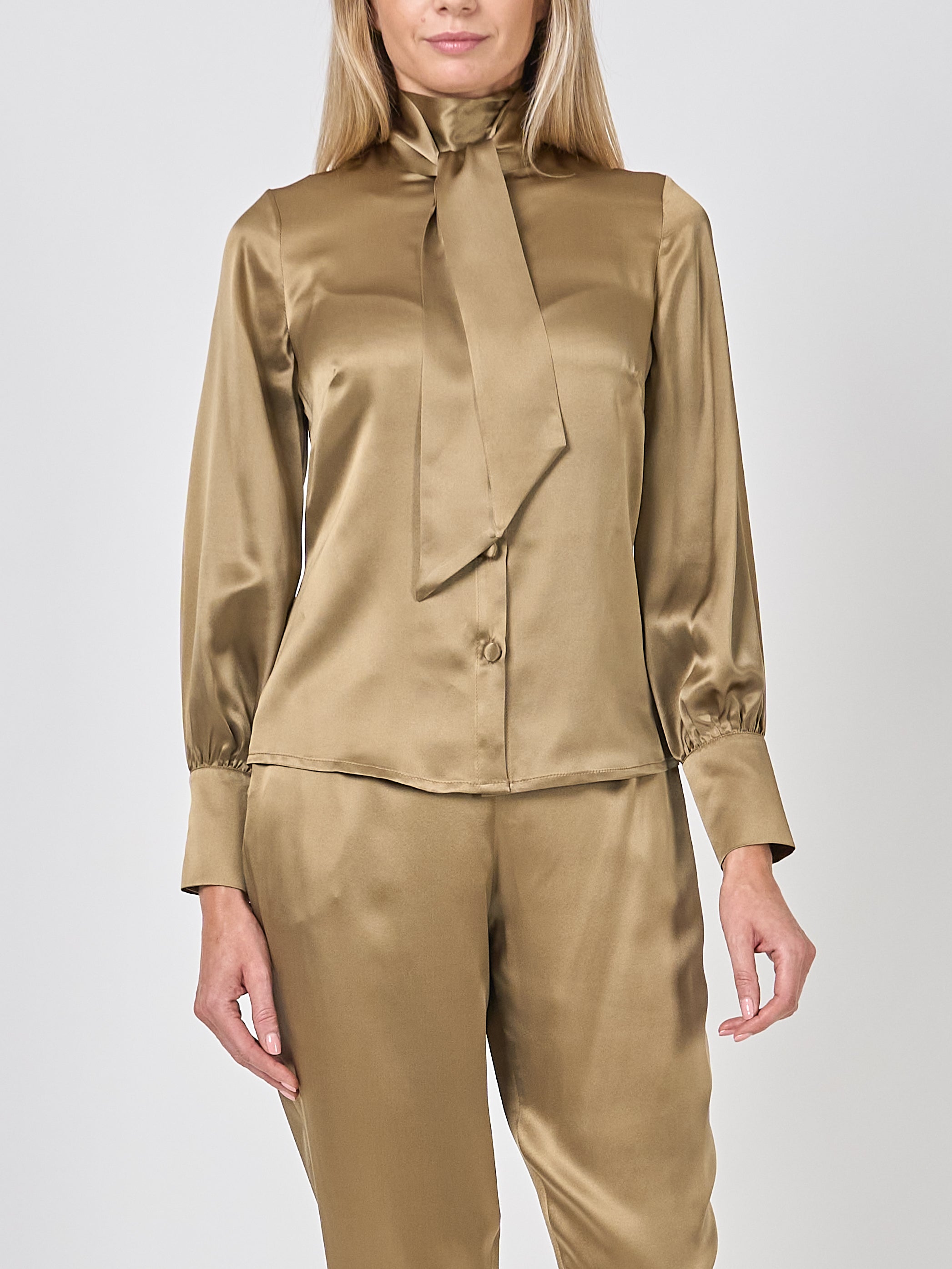 Megan Blouse Hay Gold Silk Crepe Satin