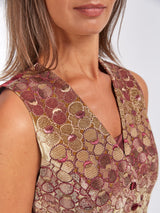 Waistcoat Single-Breasted Bronze Pansy Silk Velvet