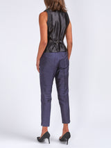 Double-Breasted Black Purple Arundel Velvet Waistcoat