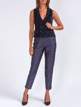 Double-Breasted Black Purple Arundel Velvet Waistcoat