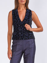Double-Breasted Black Purple Arundel Velvet Waistcoat
