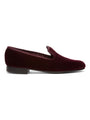 Wine Burgundy Velvet Cotton & Leather Slippers