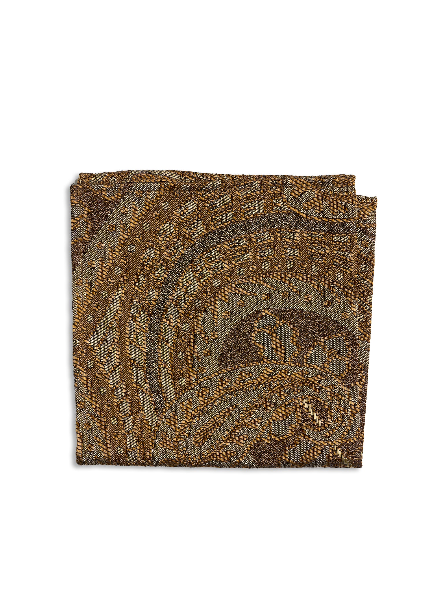 Gold Heathcote Paisley Cotton/Silk Pocket Square