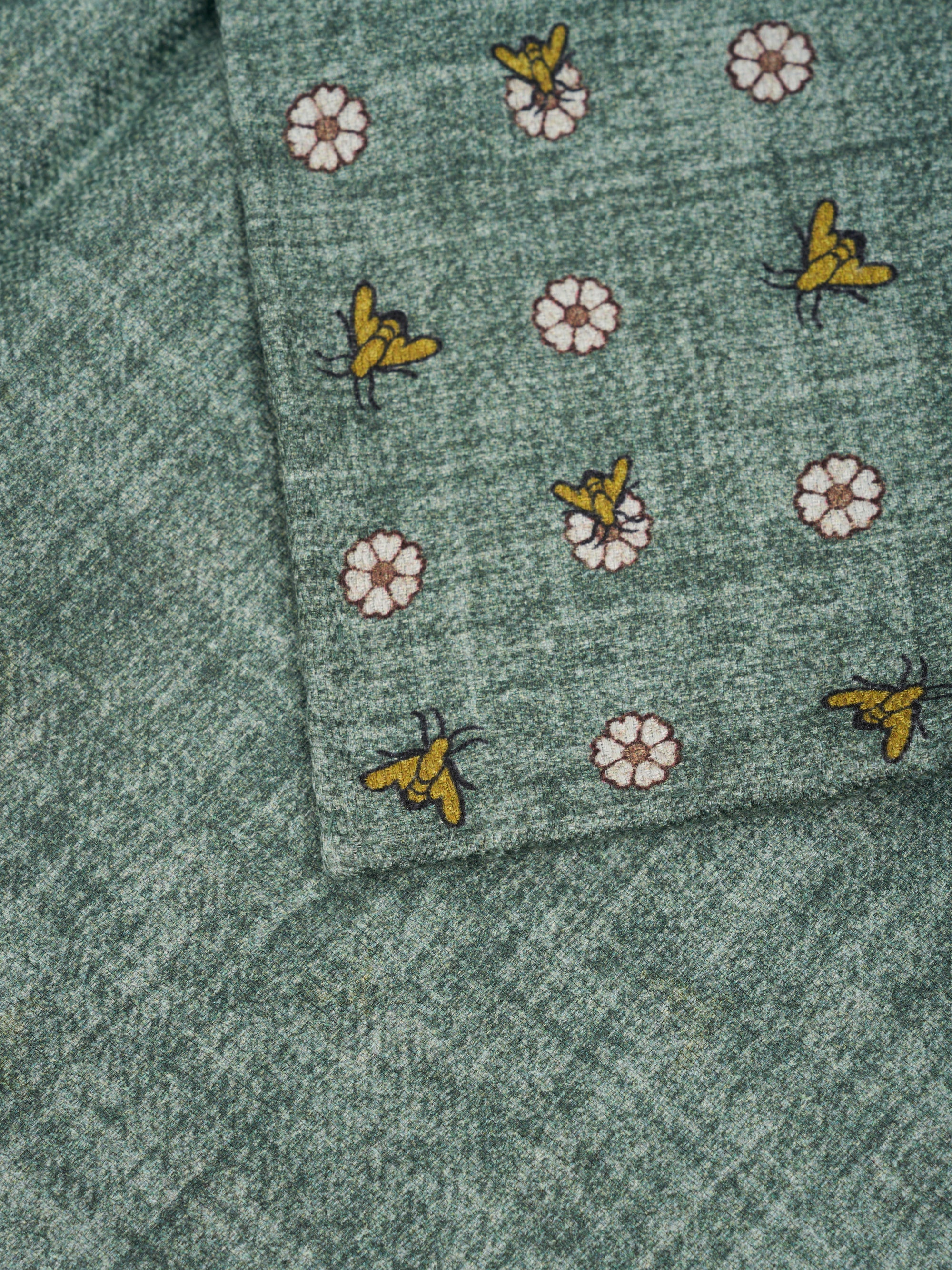 Green Osterley Bees Silk Pocket Square