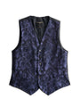 Navy Botanics Silk Single Breasted 6 Button Waistcoat