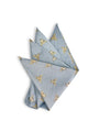 Powder Blue Gold Bees Silk Pocket Square