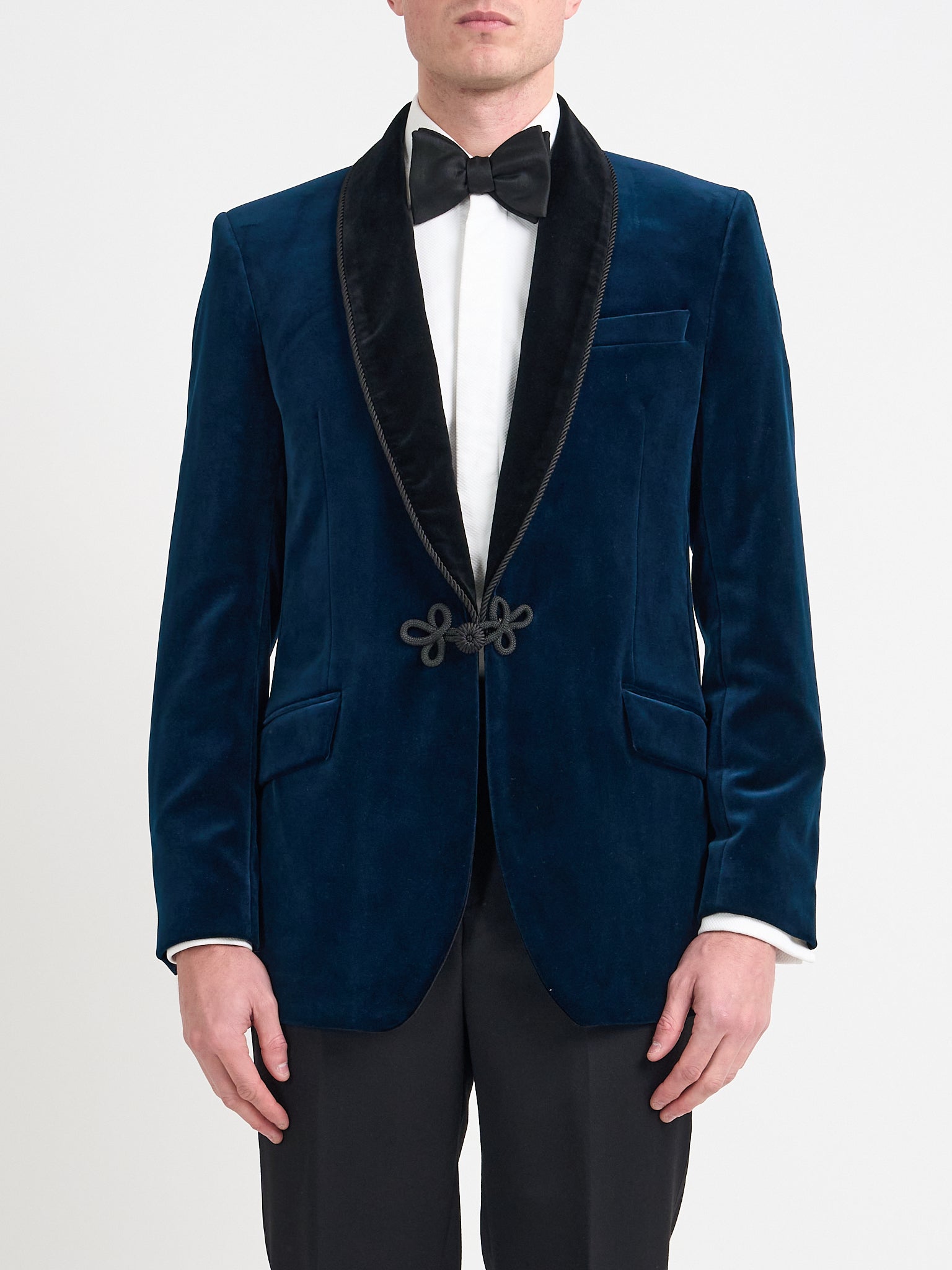 Sapphire Blue Velvet Single Breasted Grosvenor Smoking Jacket