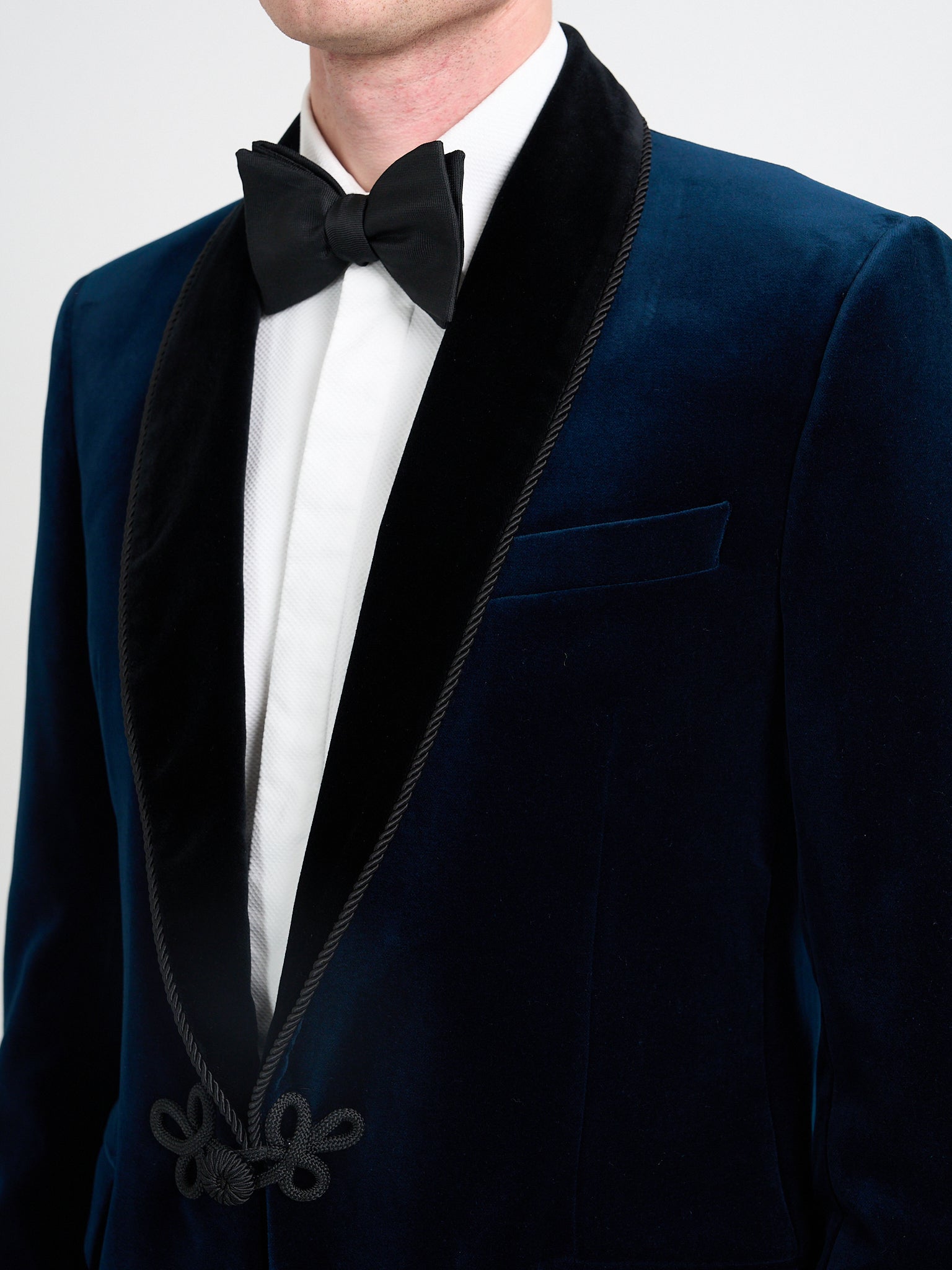 Sapphire Blue Velvet Single Breasted Grosvenor Smoking Jacket