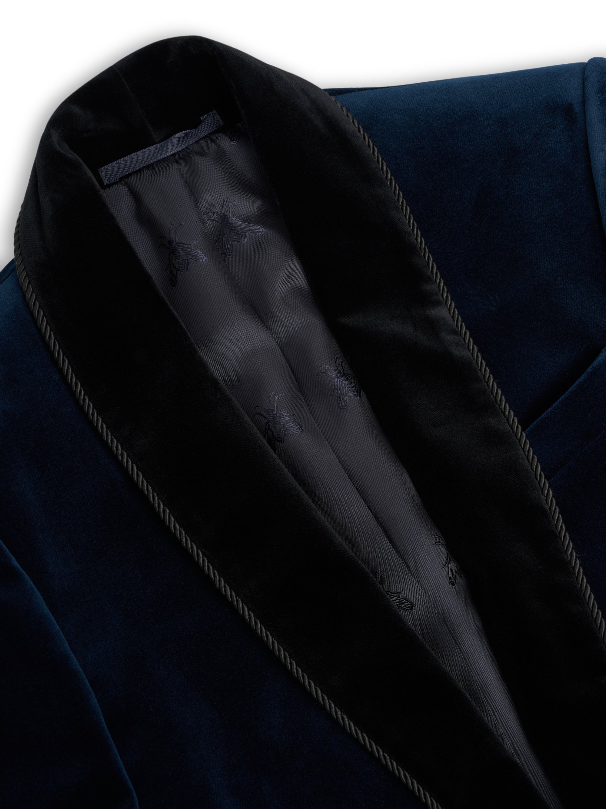 Sapphire Blue Velvet Single Breasted Grosvenor Smoking Jacket