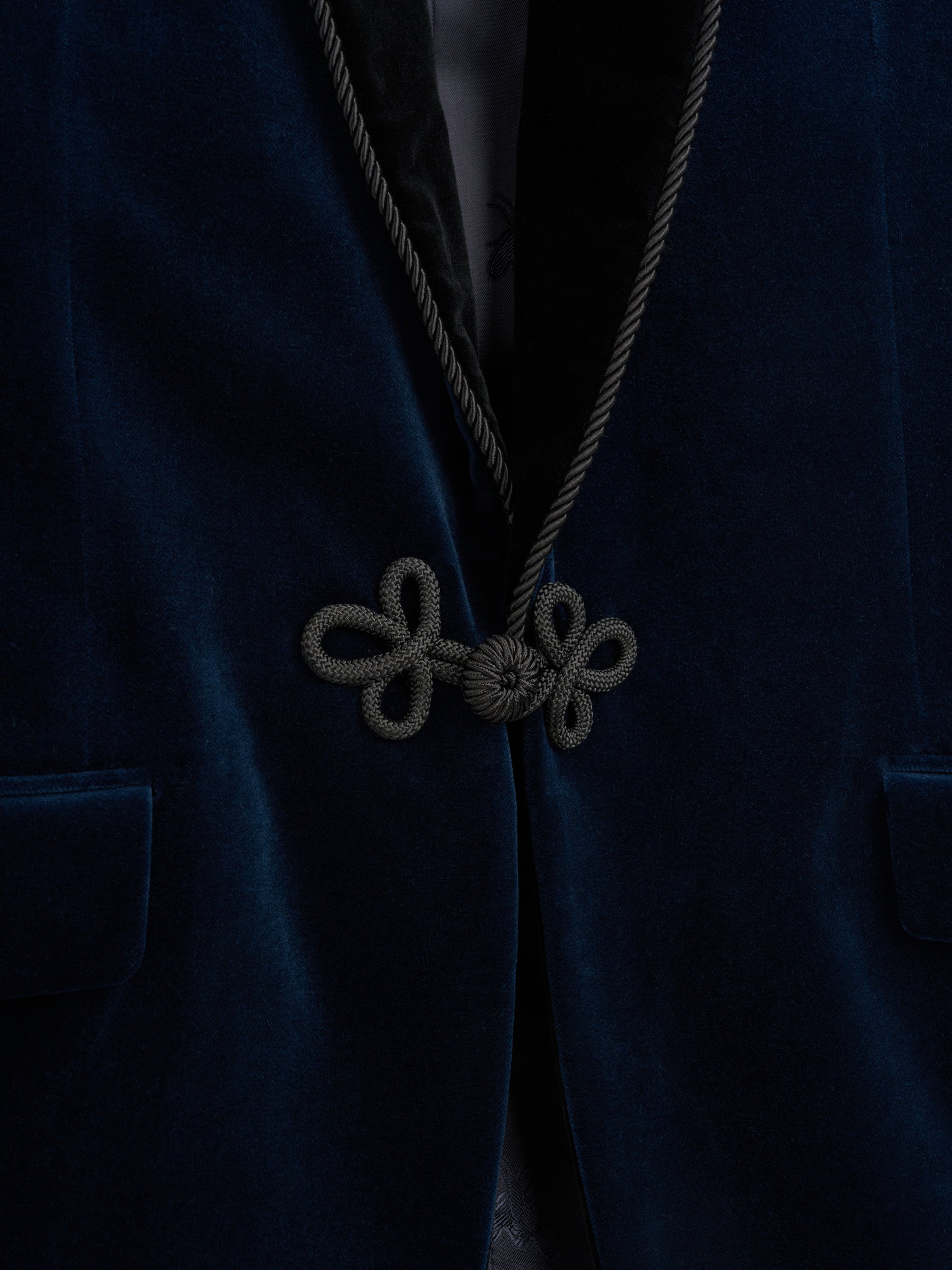 Sapphire Blue Velvet Single Breasted Grosvenor Smoking Jacket