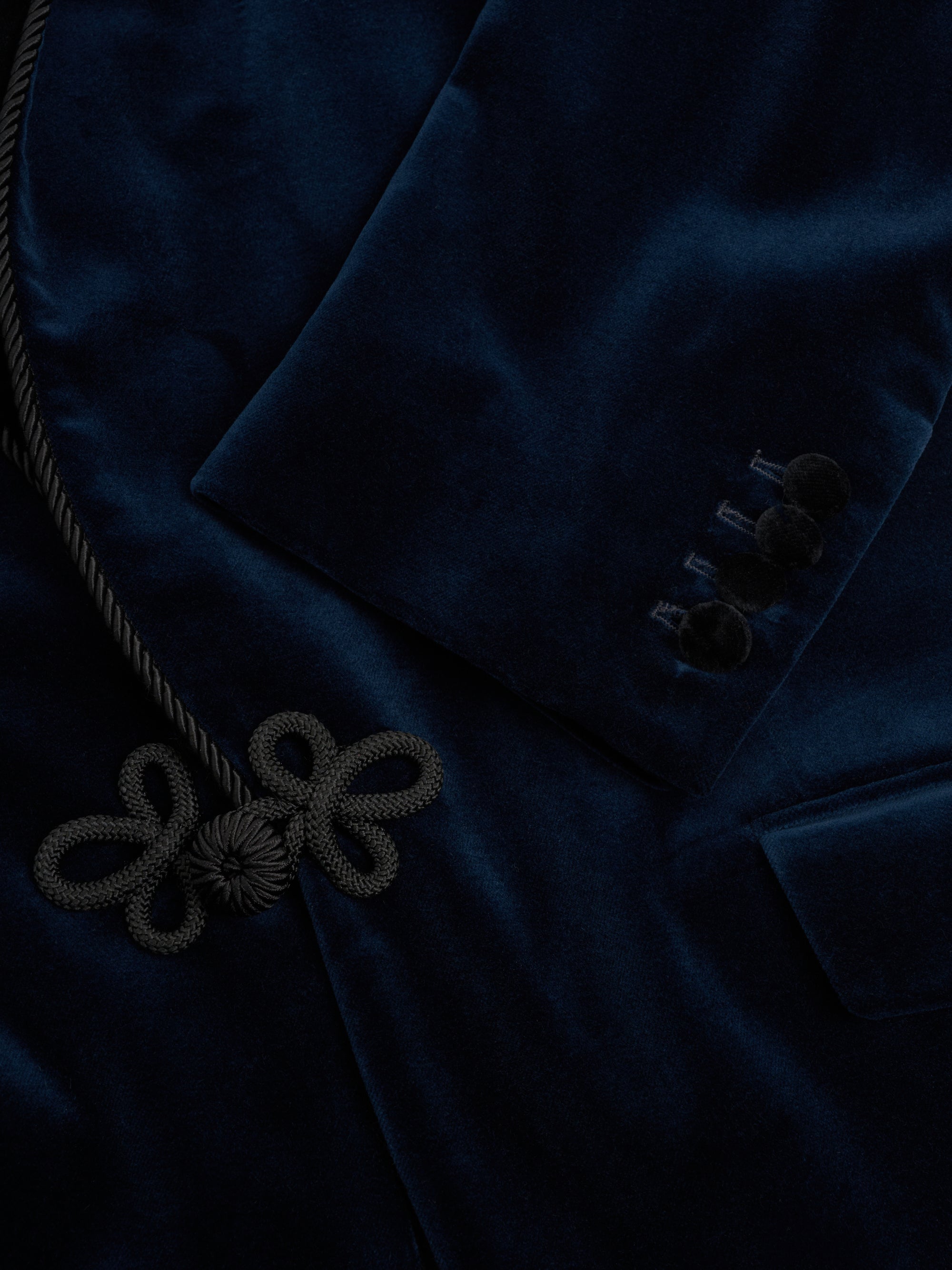 Sapphire Blue Velvet Single Breasted Grosvenor Smoking Jacket