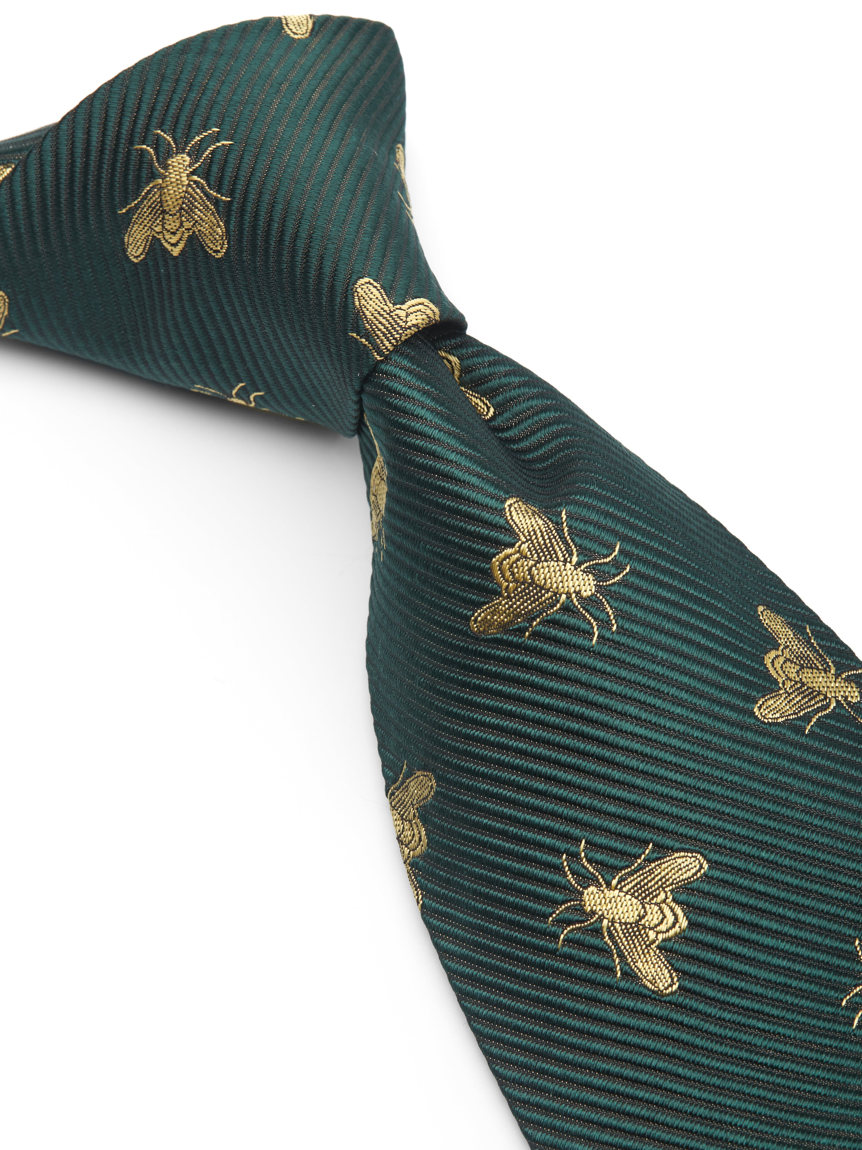 Green Gold Bees Silk Tie