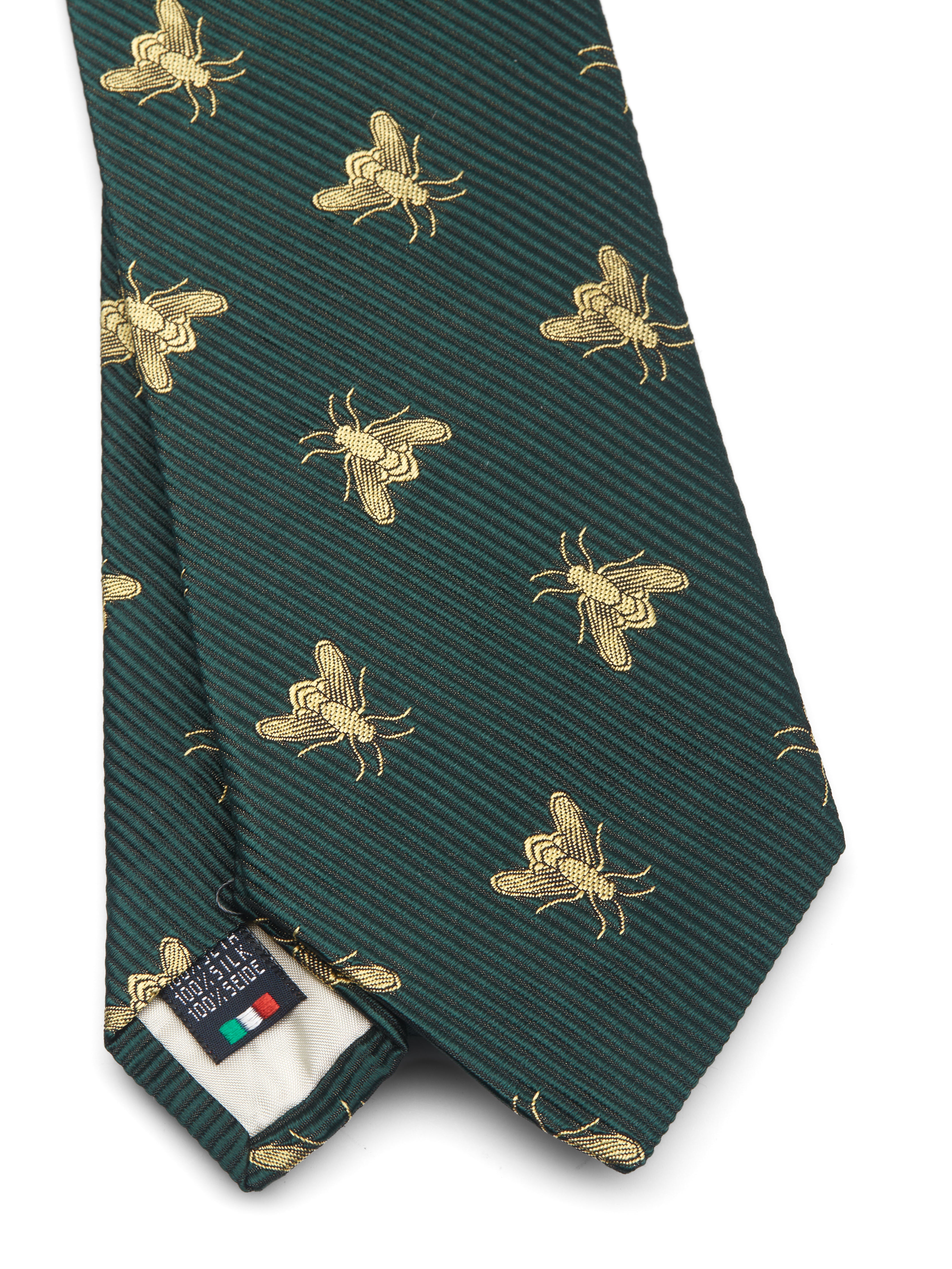 Green Gold Bees Silk Tie