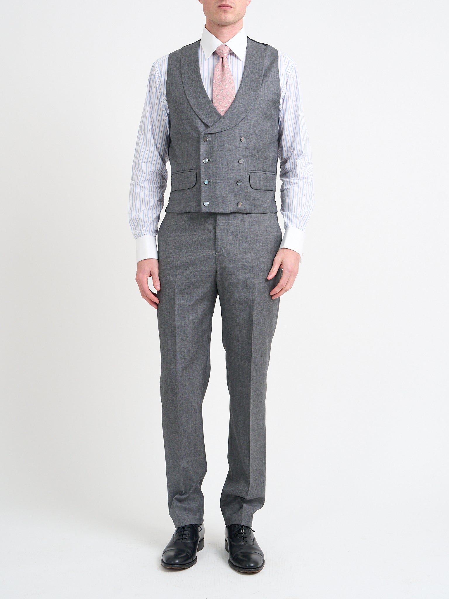 Light Grey Furlong Wool Double Breasted Waistcoat