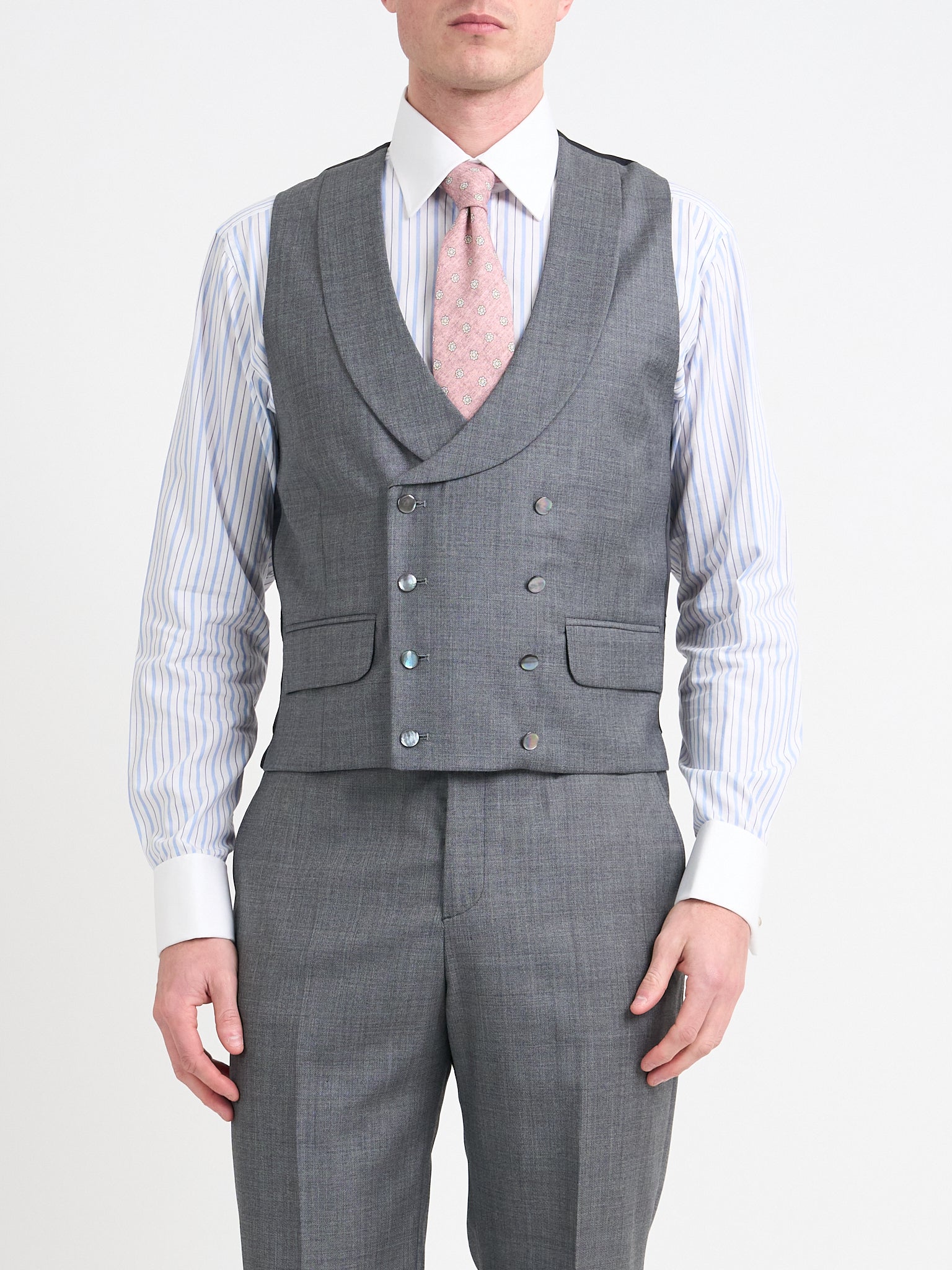 Light Grey Furlong Wool Double Breasted Waistcoat