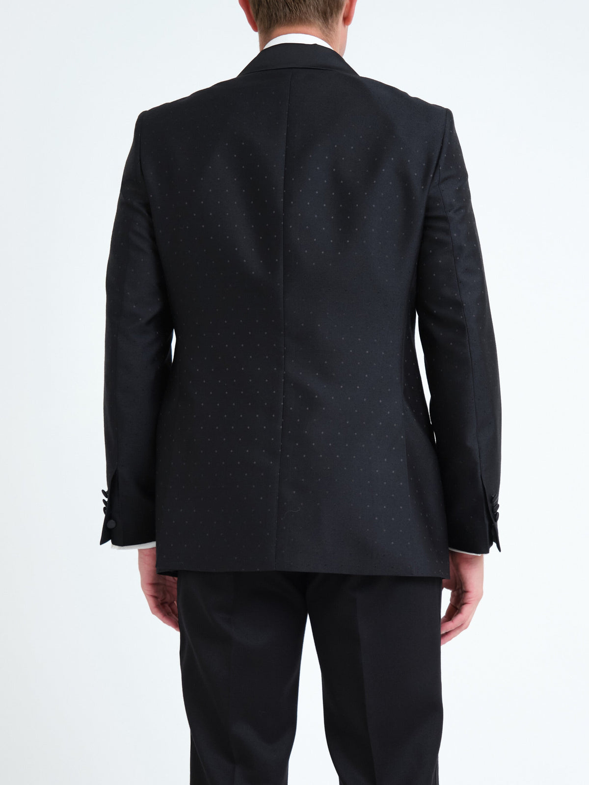 Black Clarendon Shawl Lapel Dinner Jacket — back, cropped