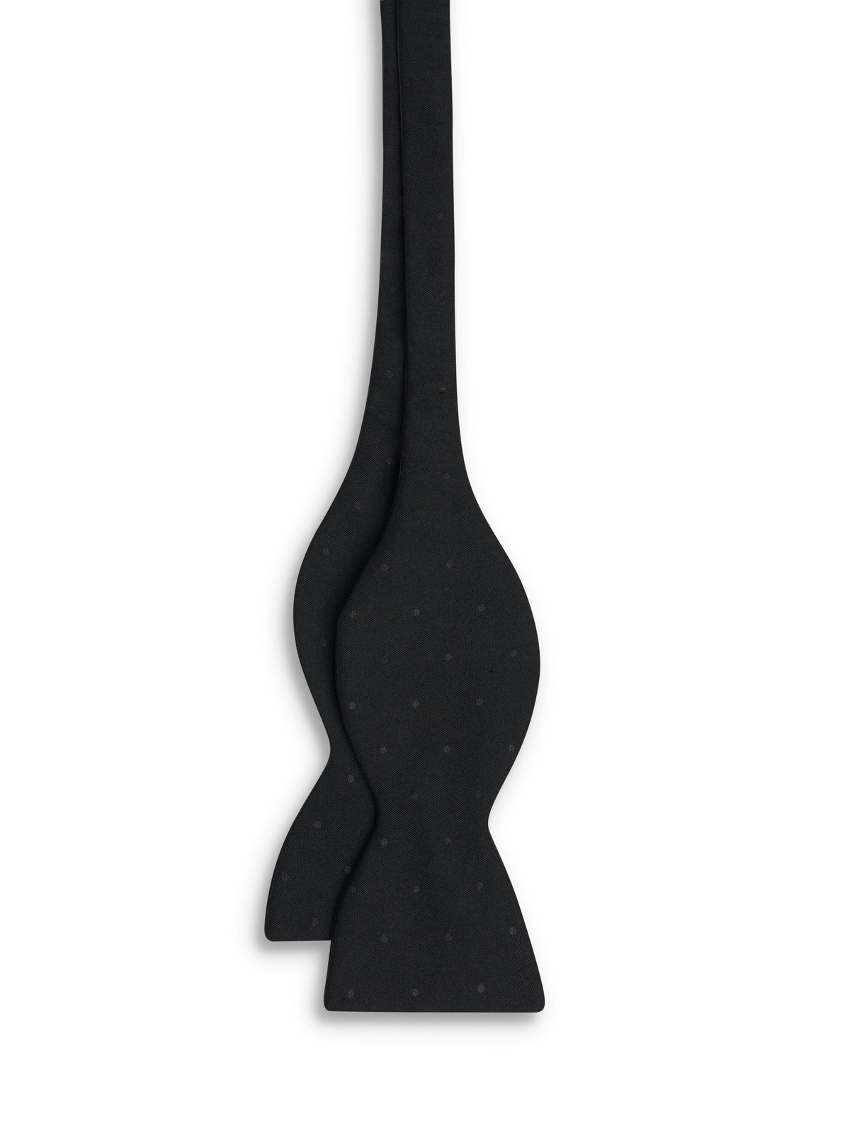 Black Clarendon Wool Silk Large Party Bow Tie — flat detail