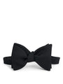 Black Clarendon Wool Silk Large Party Bow Tie — flat