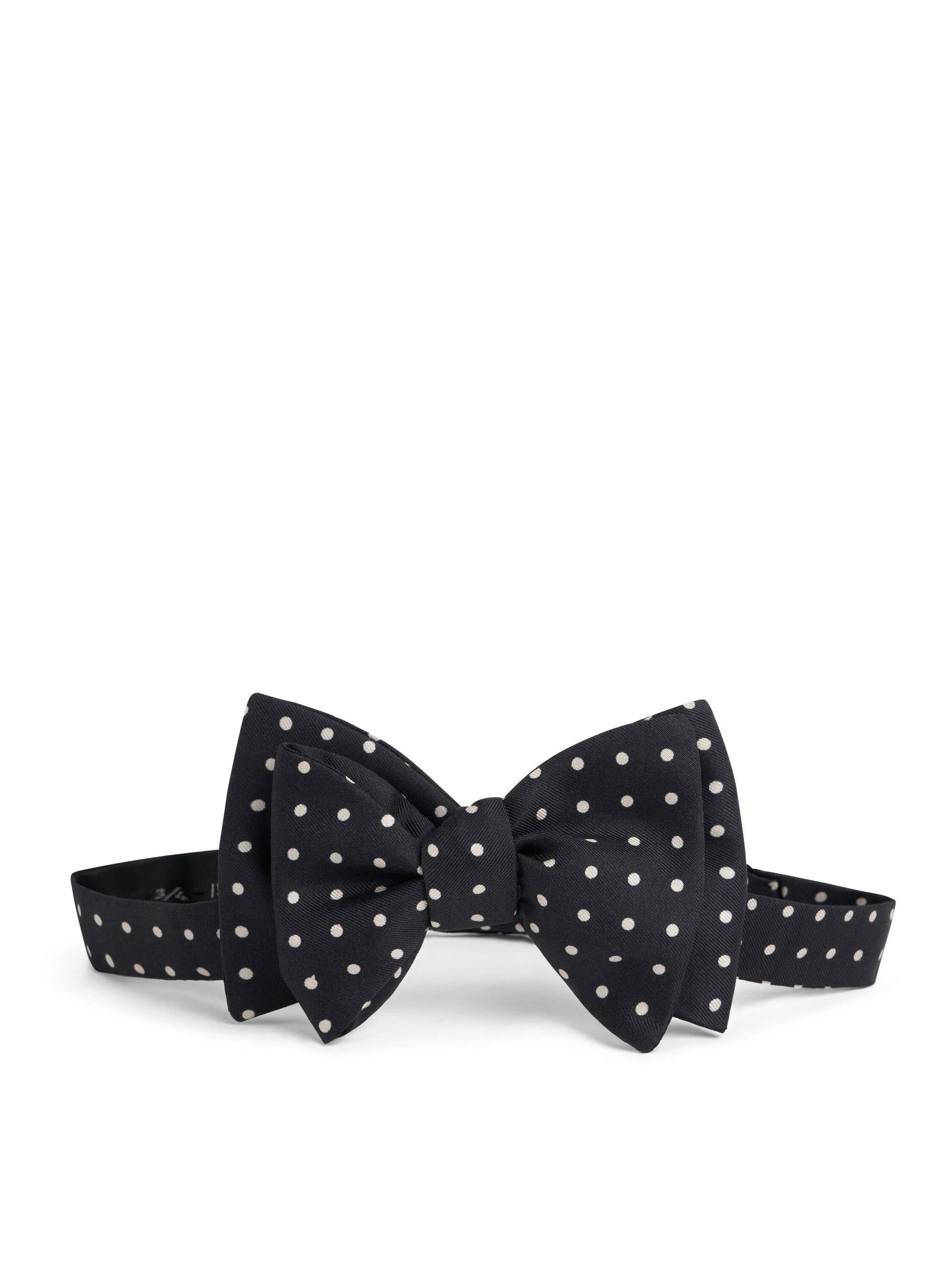 Black/Cream Brooks Spots Silk Large Party Bow Tie — flat