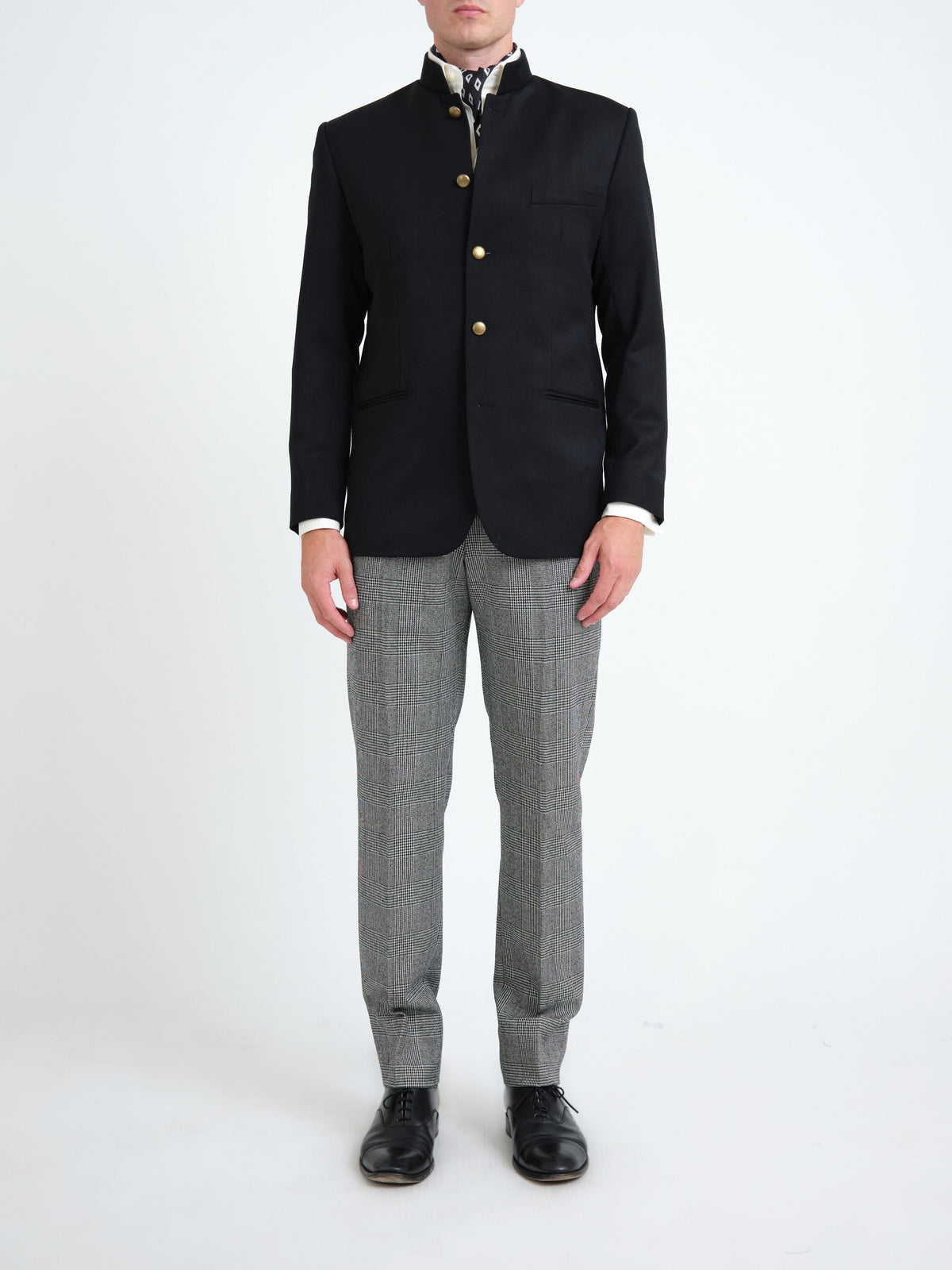 Black Hampton Wool Nehru Jacket — front