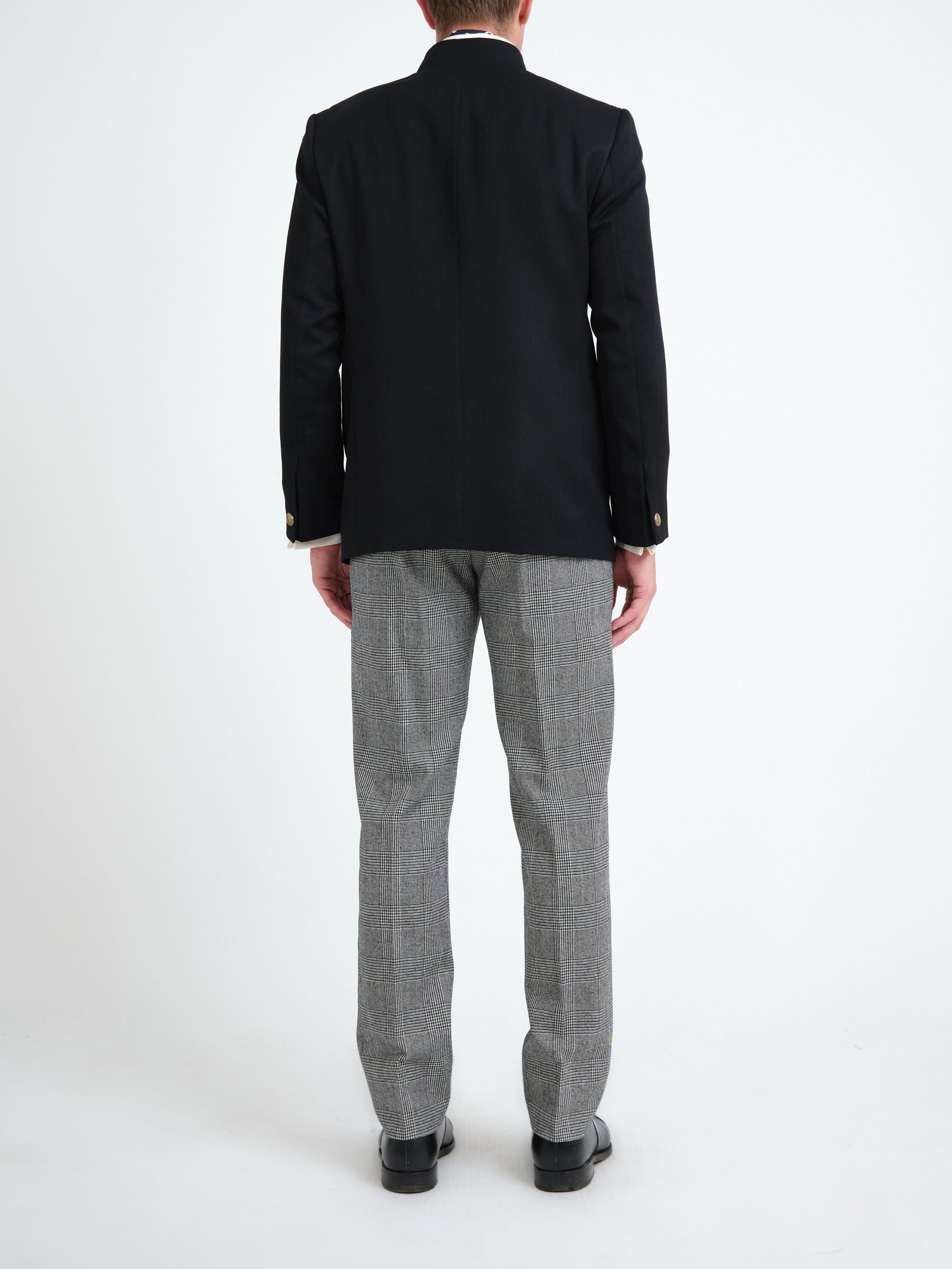 Black Hampton Wool Nehru Jacket — back