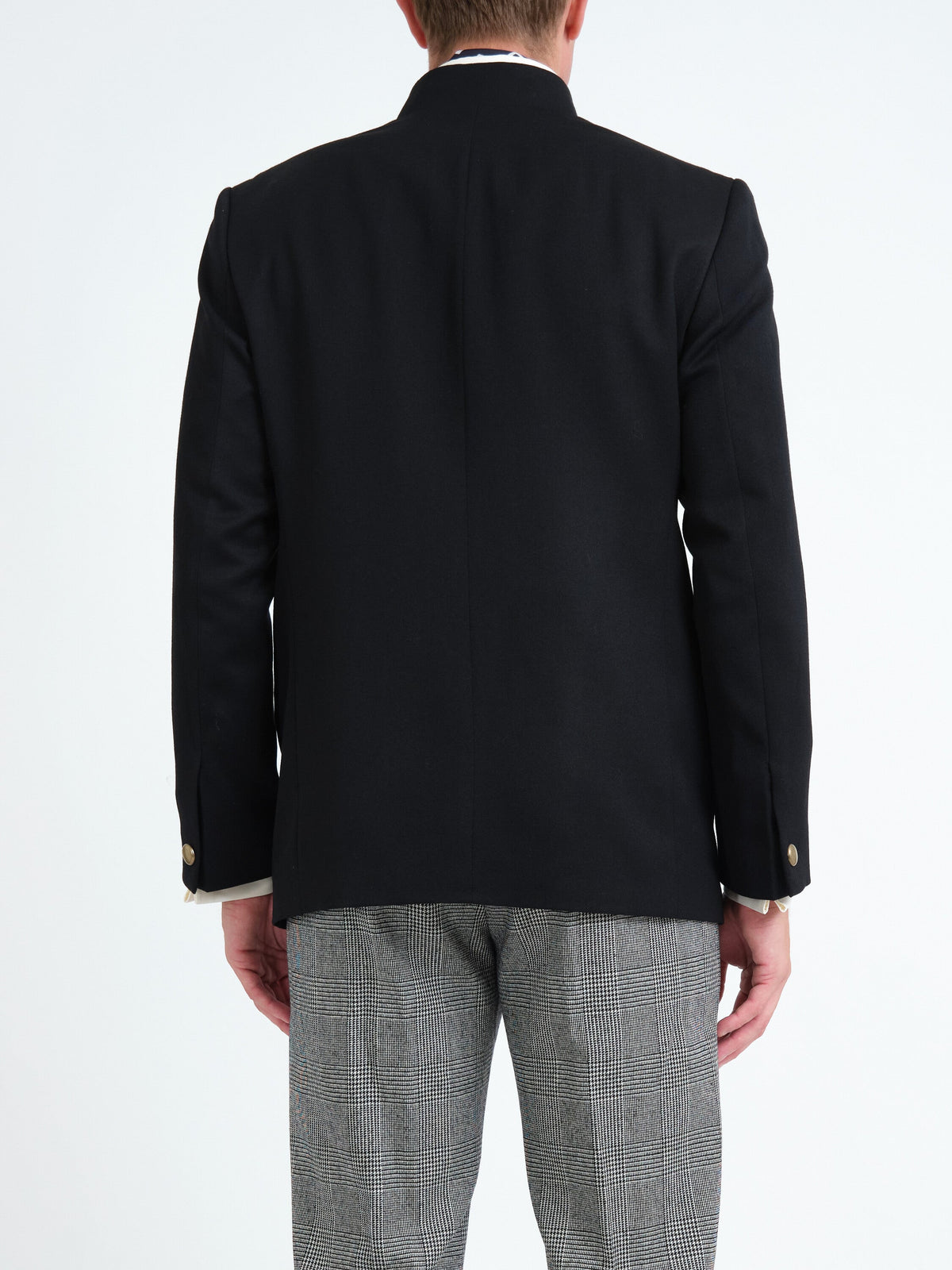Black Hampton Wool Nehru Jacket — back, cropped