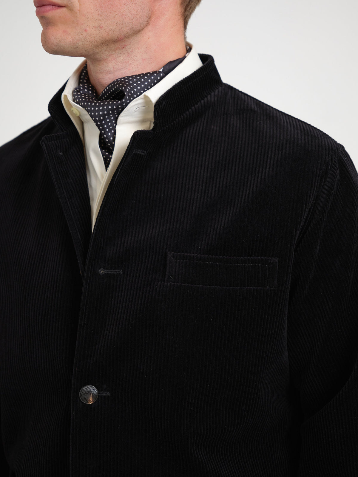 Black Newbridge Corduroy Artist Jacket — fabric detail