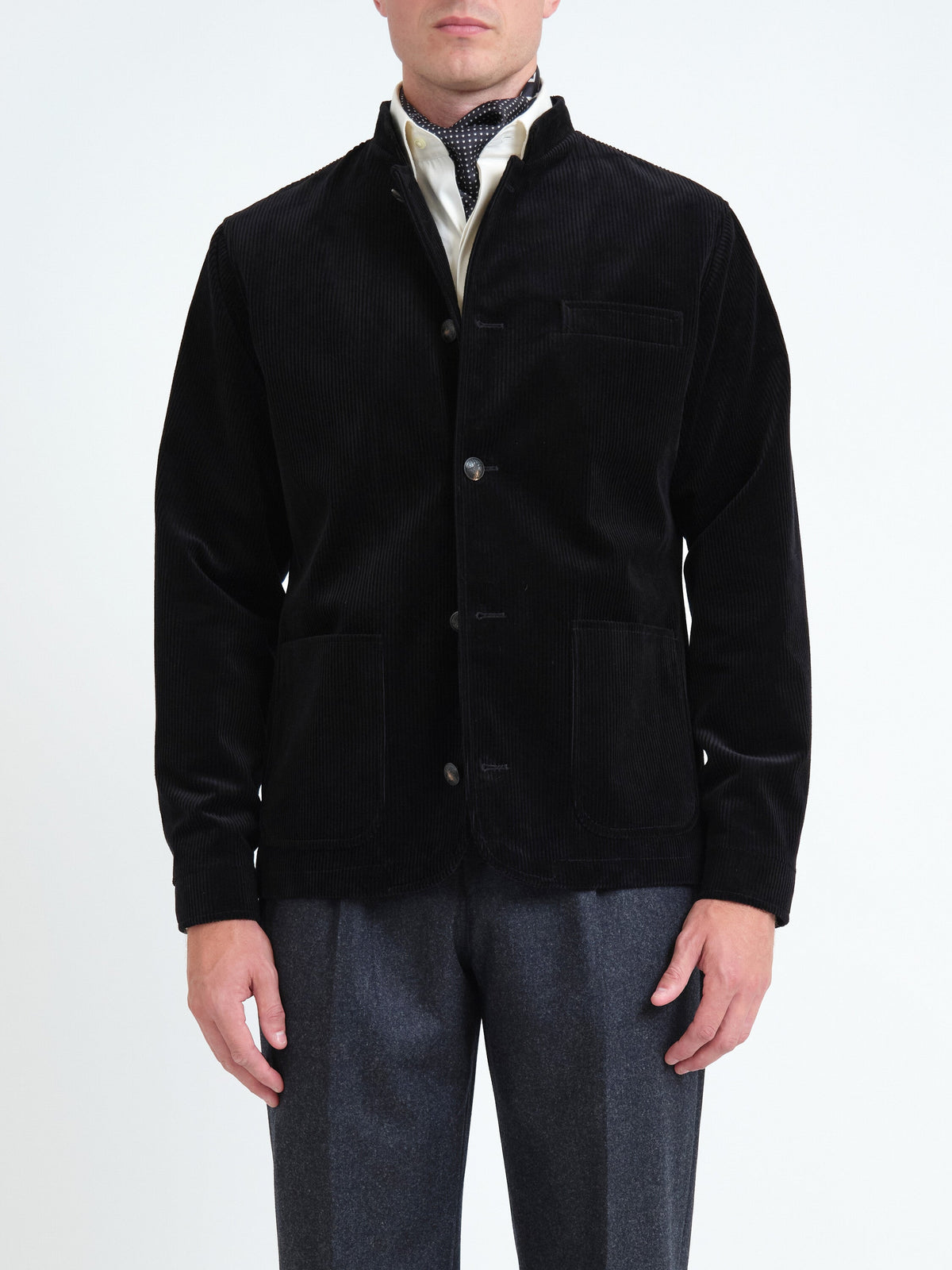 Black Newbridge Corduroy Artist Jacket — front, cropped
