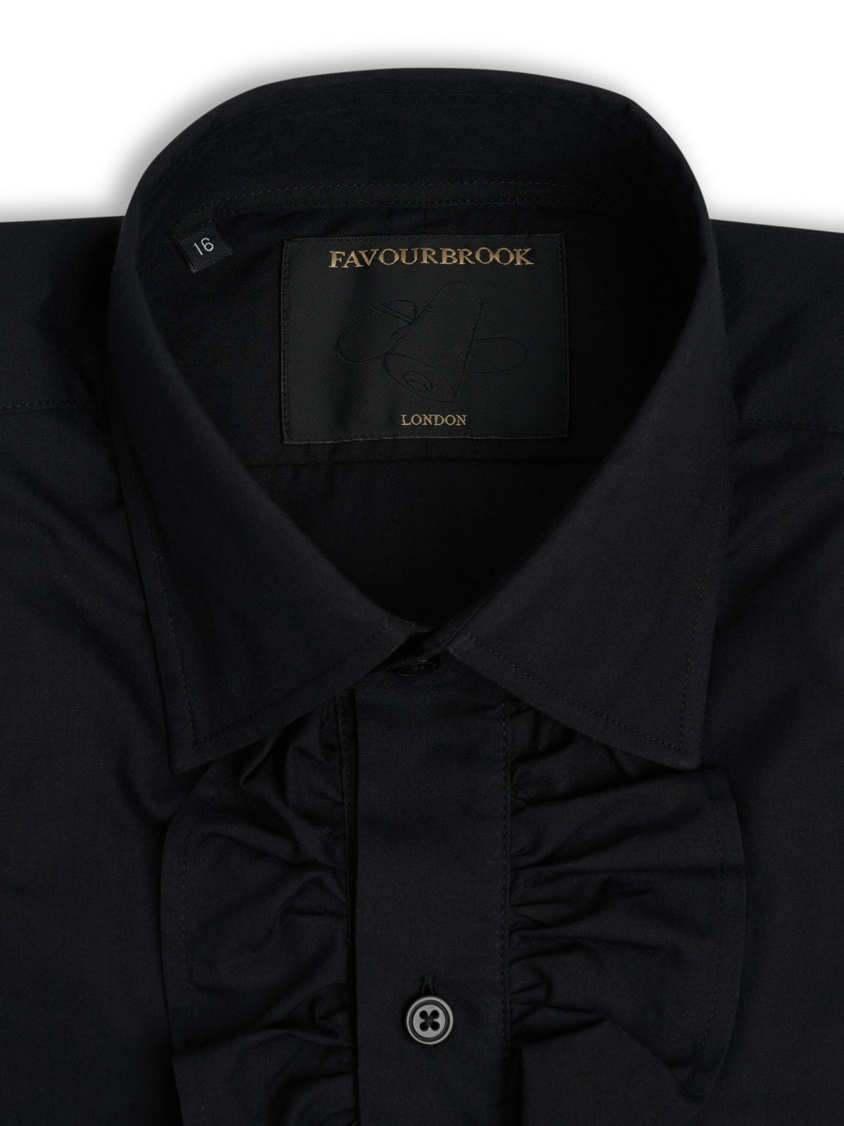Black Poplin Cotton Large Frill Shirt — flat detail