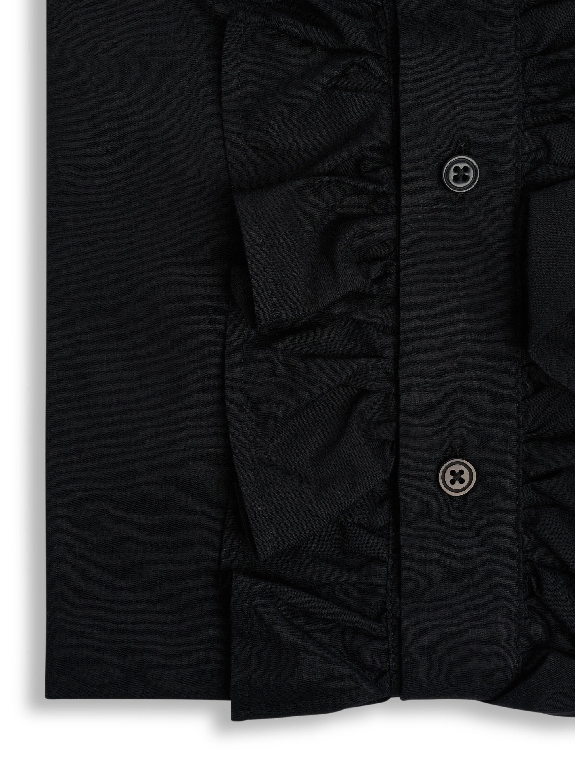 Black Poplin Cotton Large Frill Shirt — flat detail