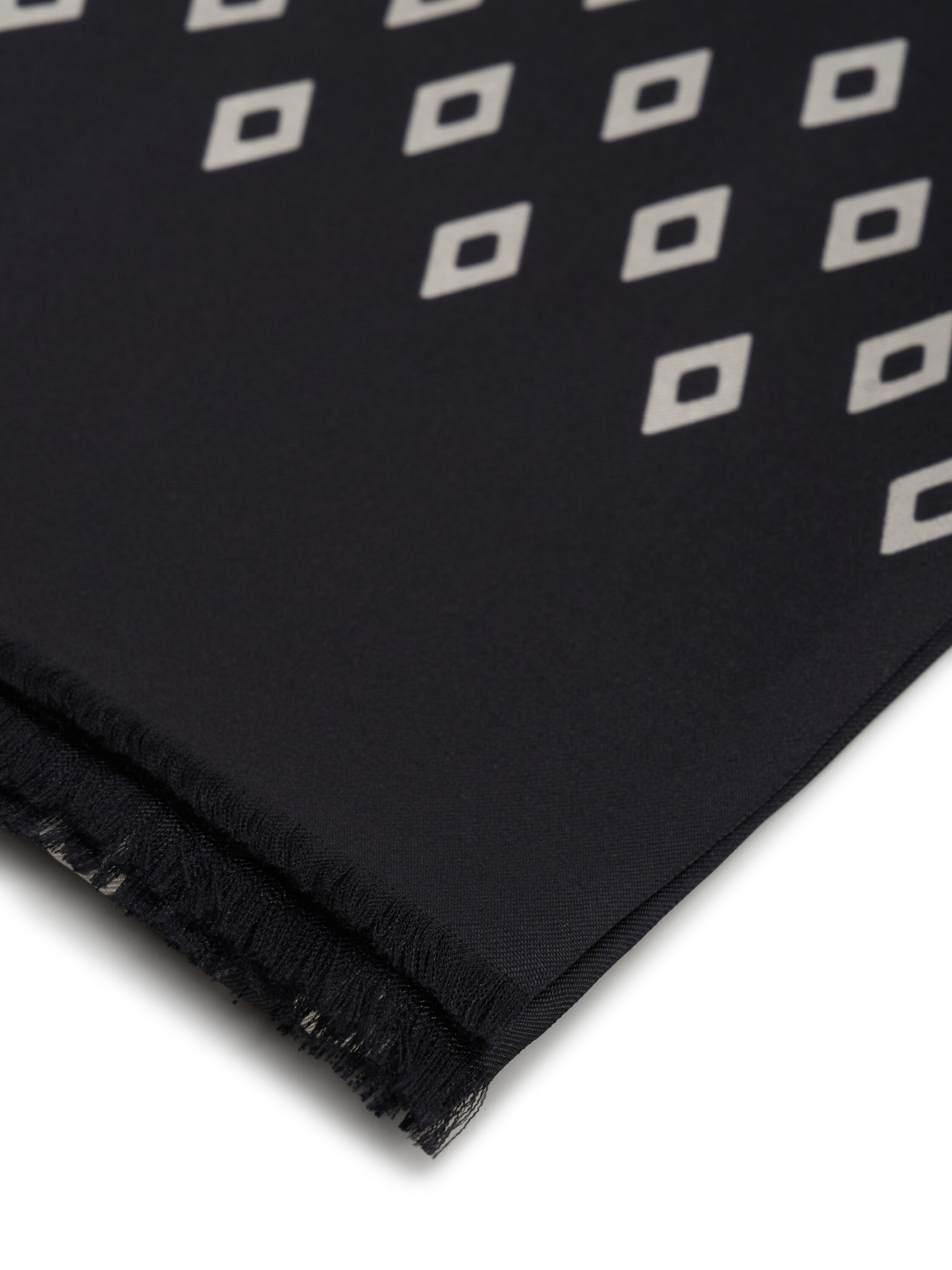 Black Thornbury Silk Scarf — flat detail