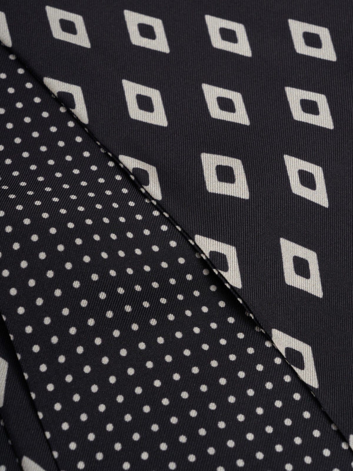 Black Thornbury Silk Scarf — flat detail