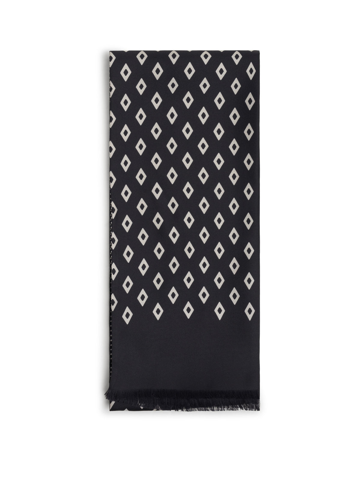 Black Thornbury Silk Scarf — flat
