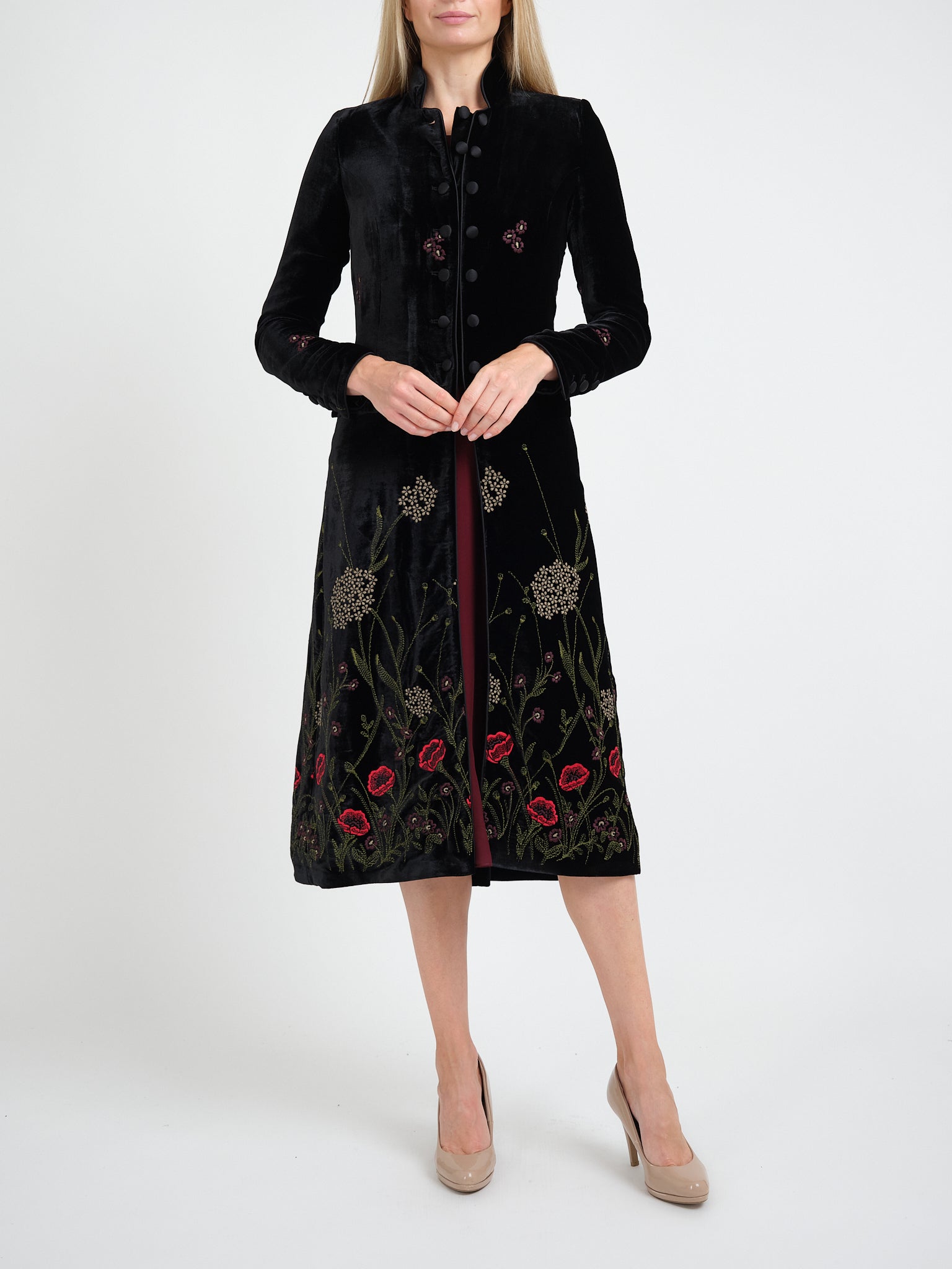 Bloomsbury Coat Black Papavar Silk Velvet