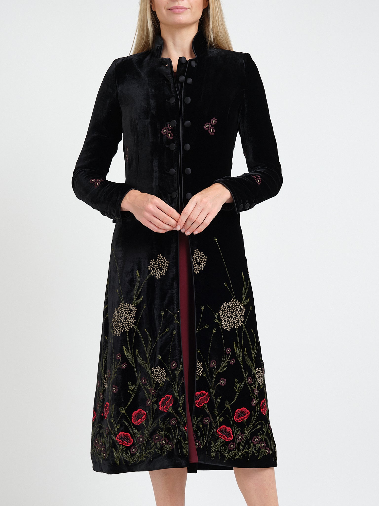 Bloomsbury Coat Black Papavar Silk Velvet