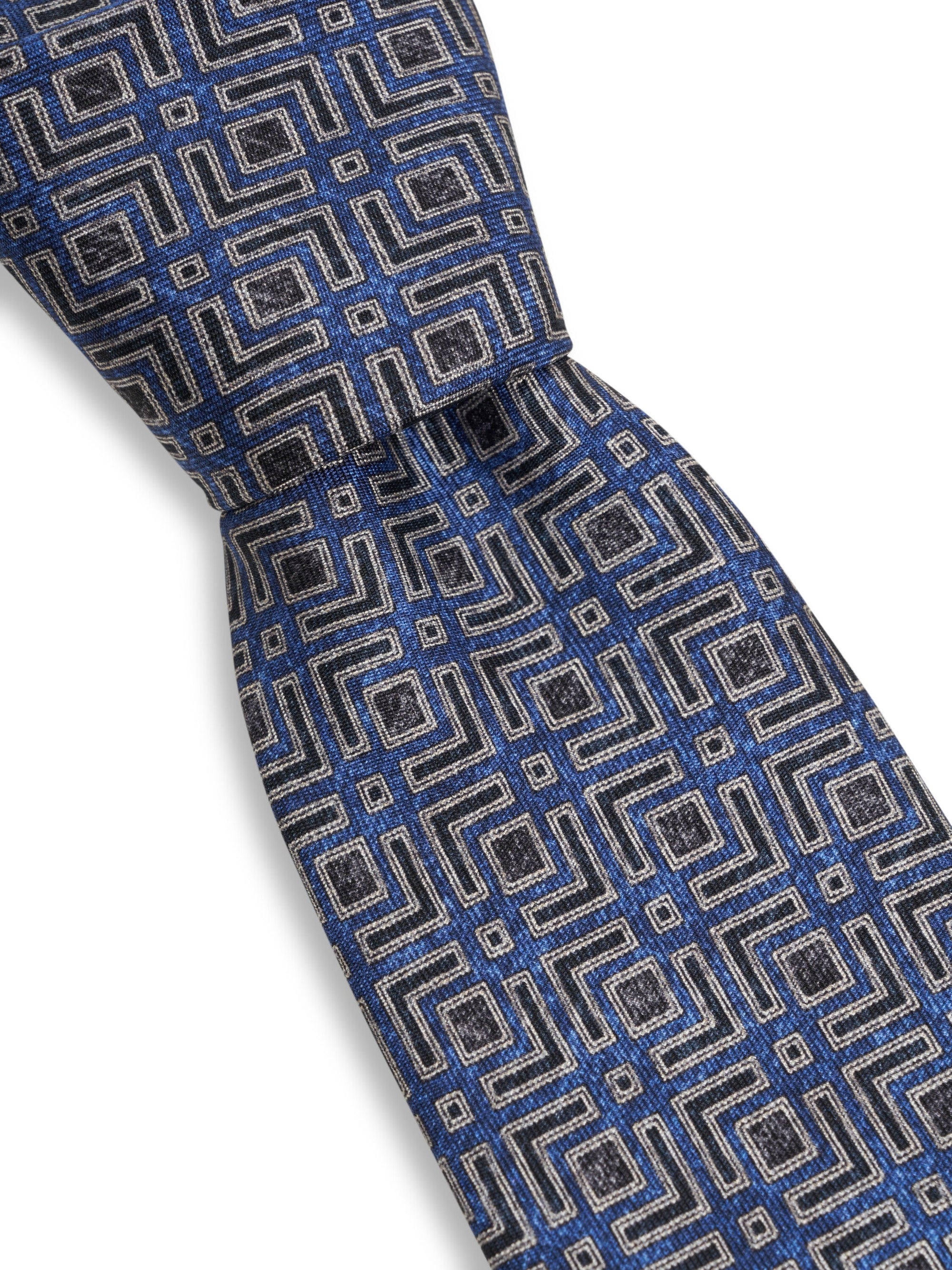 Blue Ravenscourt Silk Tie — flat detail